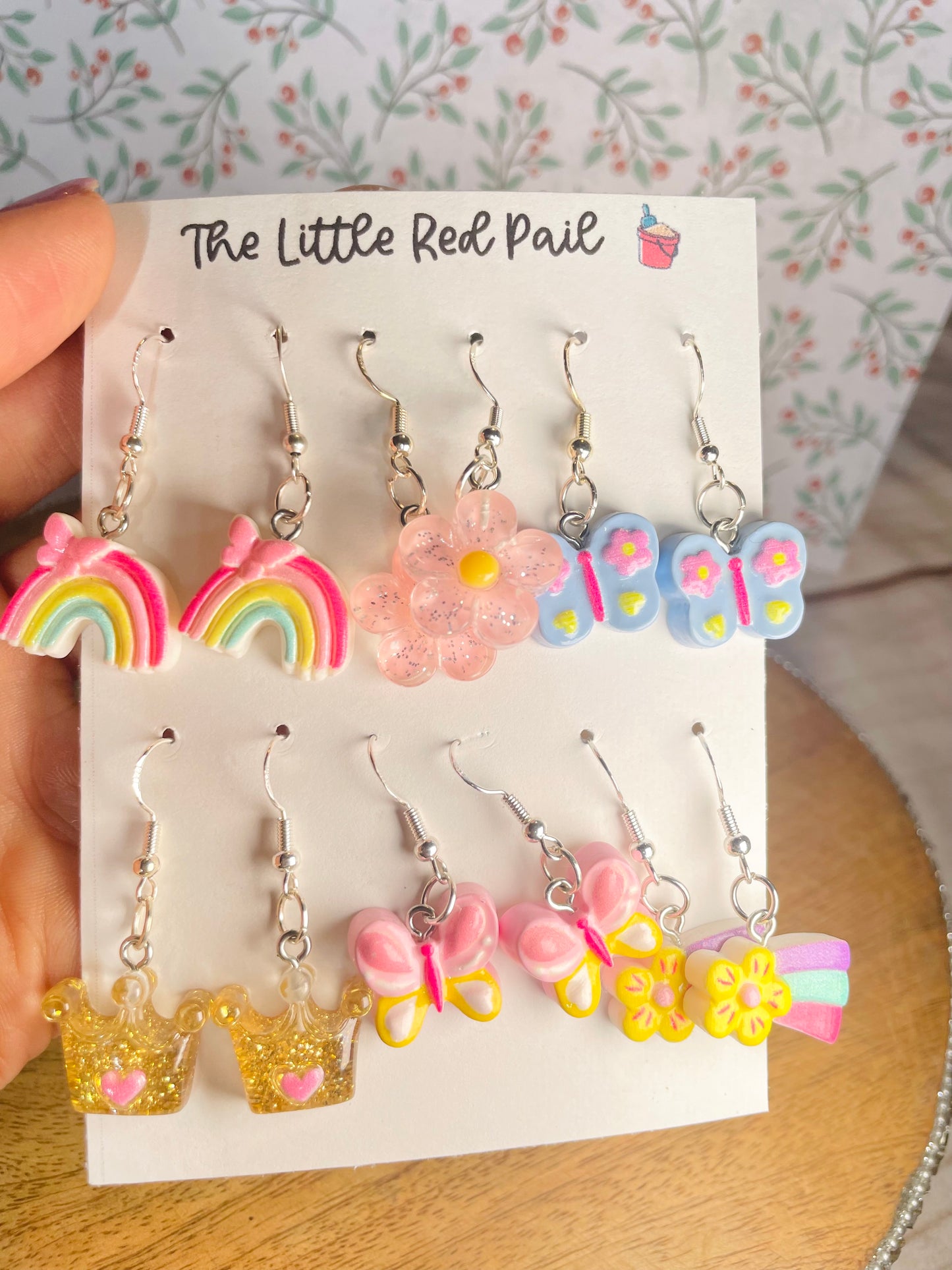 Kids earrings 6 pack rainbow earrings butterfly earrings crown earrings