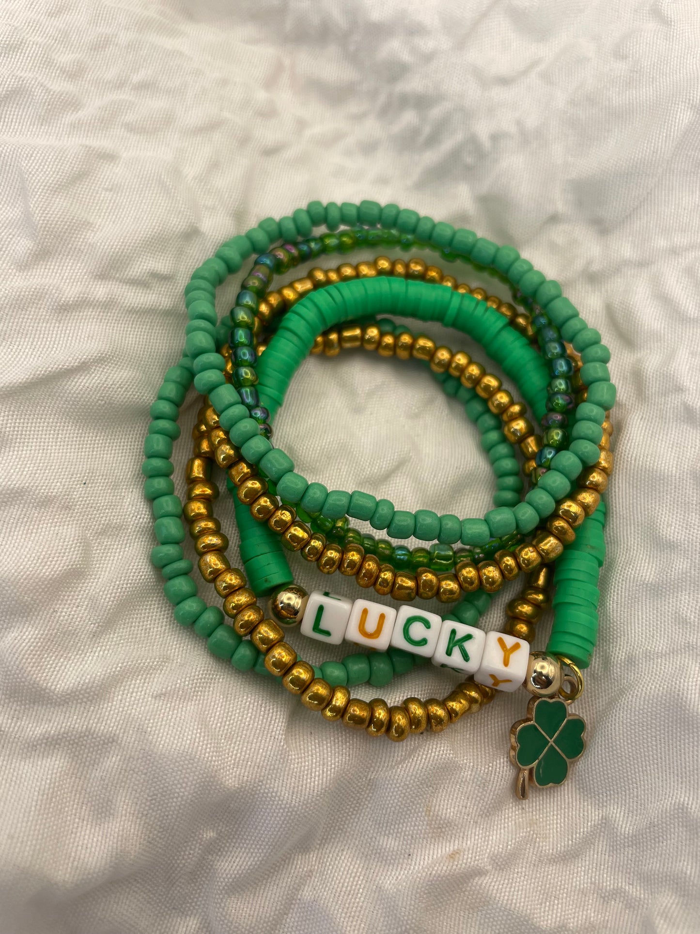 St. Patrick’s Day Bracelets green Stacked bracelet set