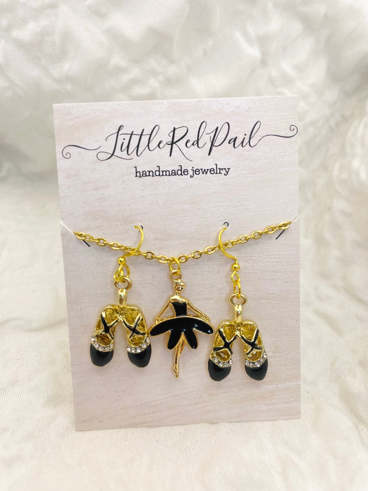 Ballerina earrings, ballerina necklace, ballerina earring and necklace set, ballet gift, recital gift