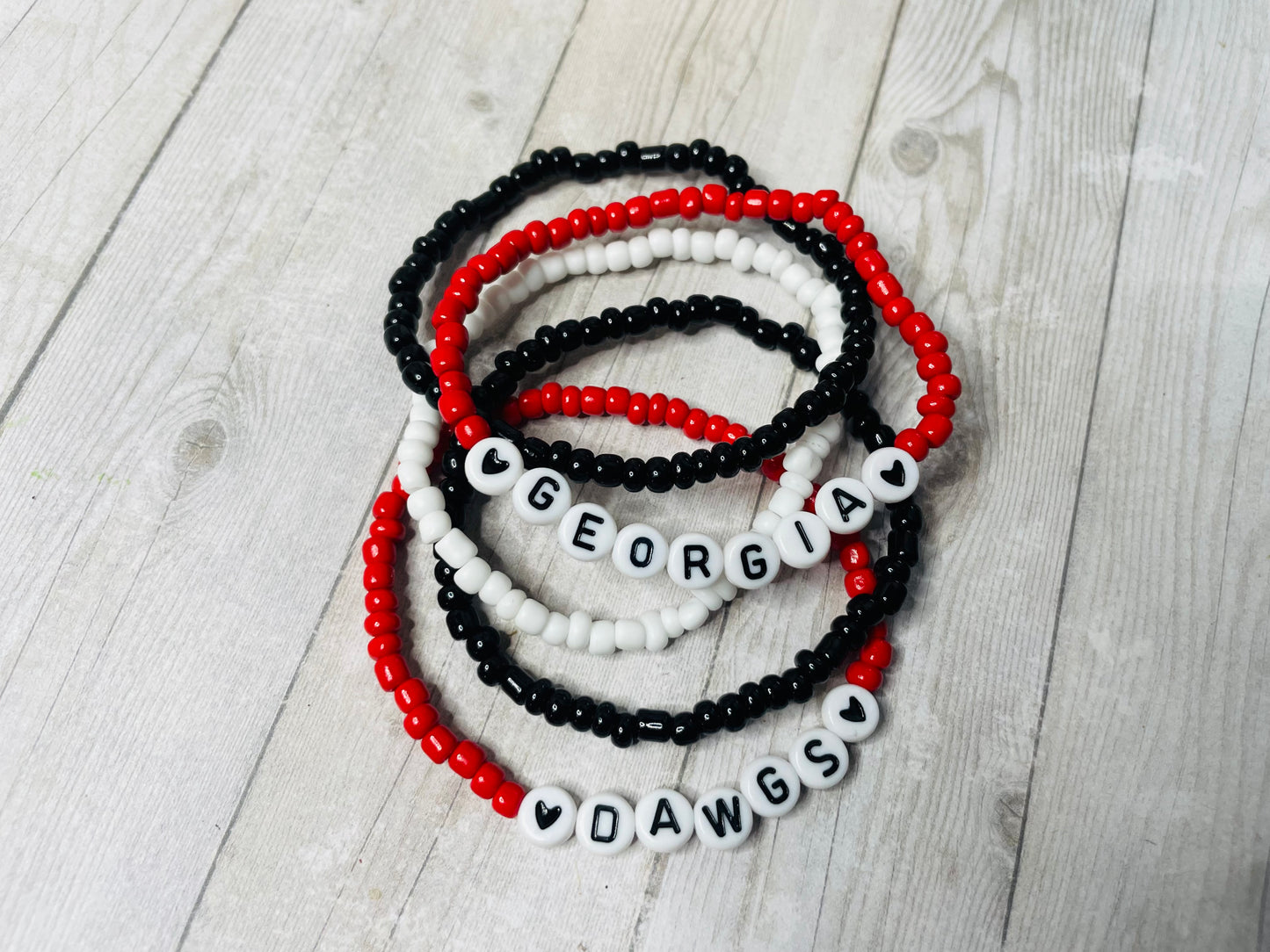 Georgia Bulldogs bracelets, Georgia bracelet set, Dawgs gift set