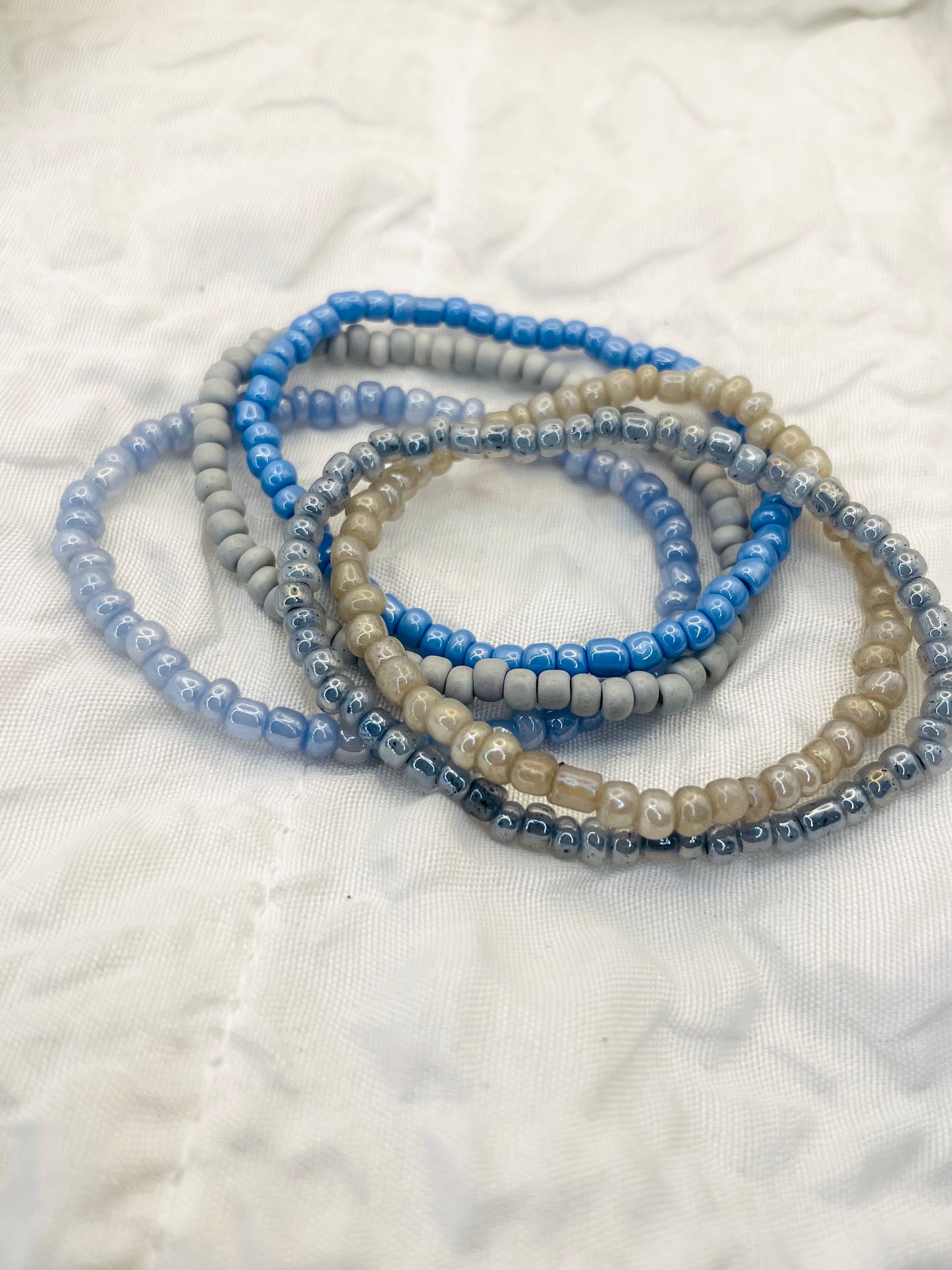 Stacked bracelet set, gray-blue bracelet stack