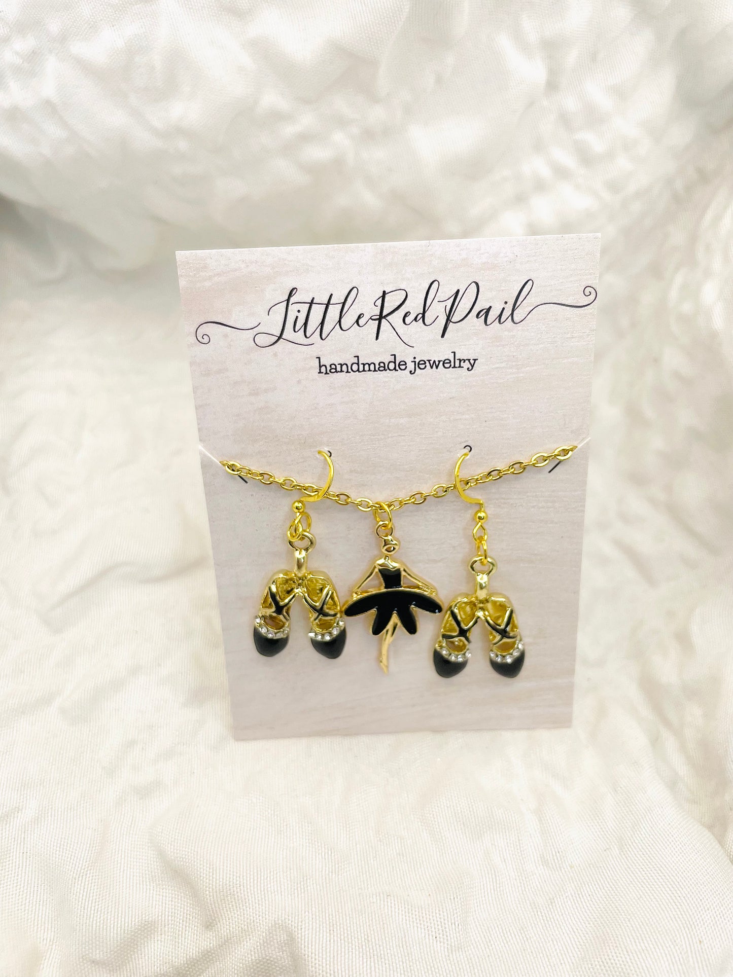 Ballerina earrings, ballerina necklace, ballerina earring and necklace set, ballet gift, recital gift