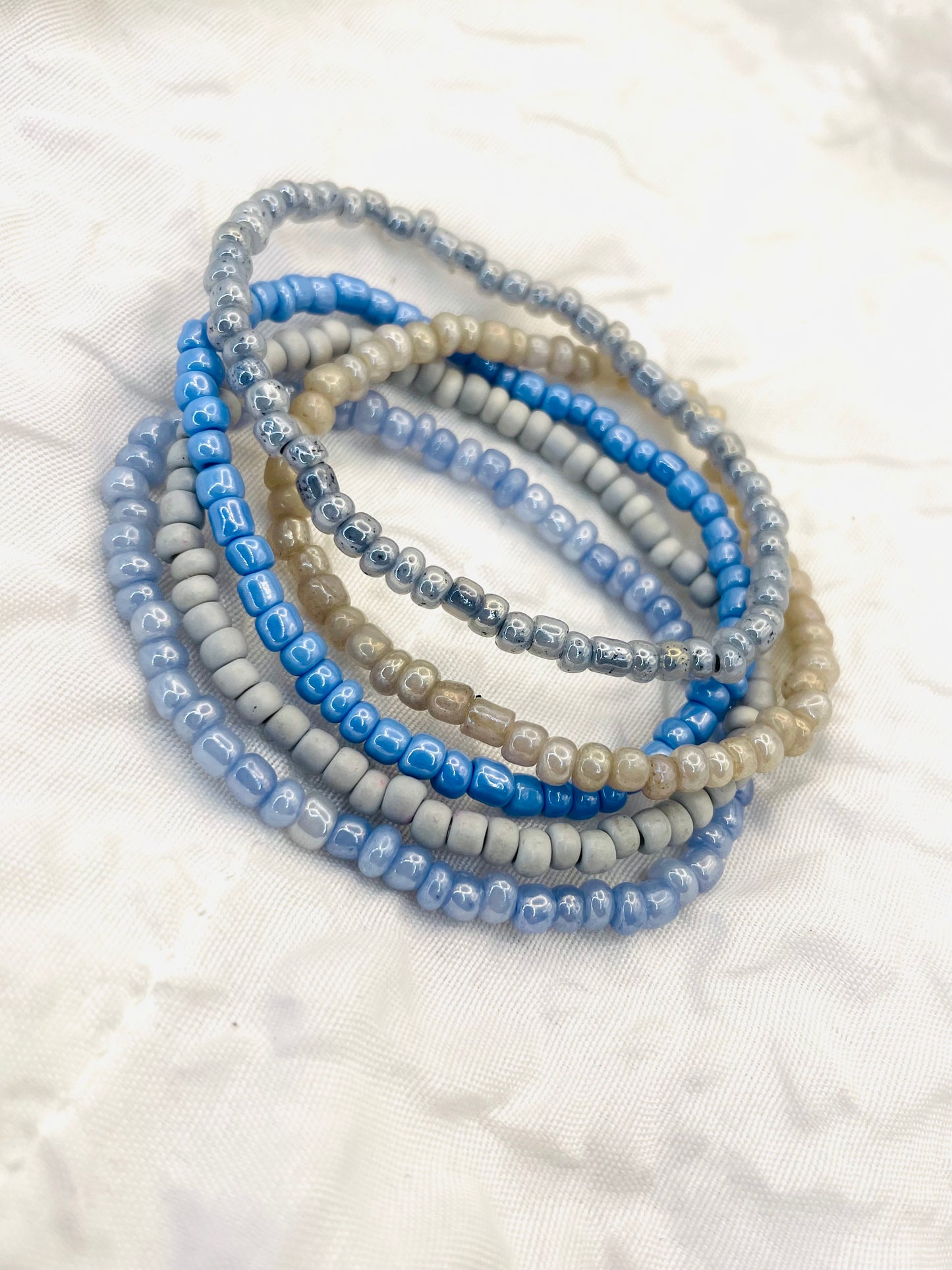 Stacked bracelet set, gray-blue bracelet stack