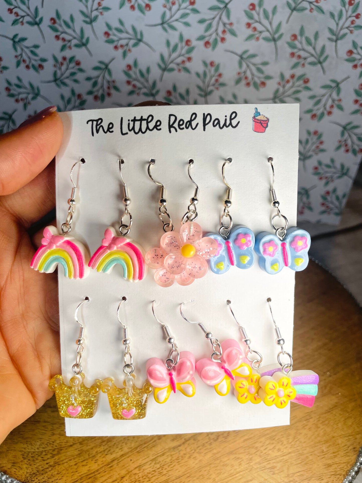Kids earrings 6 pack rainbow earrings butterfly earrings crown earrings