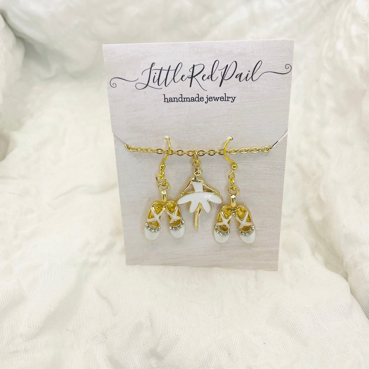 Ballerina earrings, ballerina necklace, ballerina earring and necklace set, ballet gift, recital gift