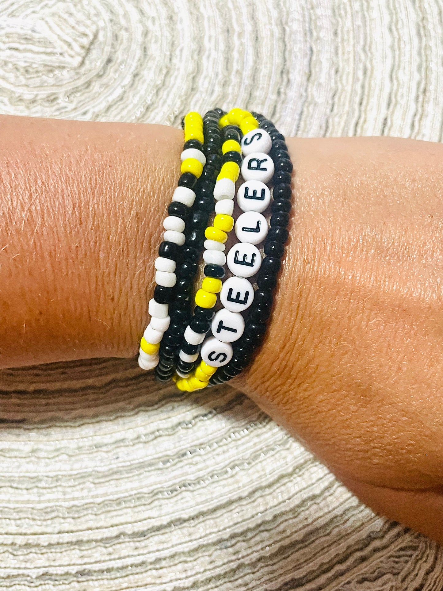 Game Day Bracelet Set- Yellow and Black- Customizable