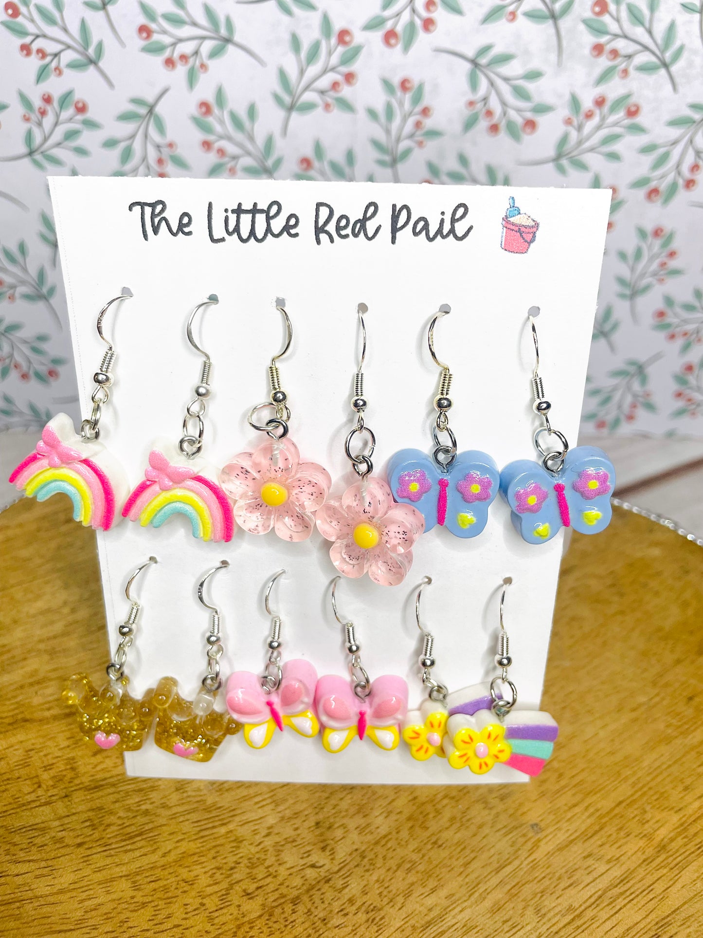 Kids earrings 6 pack rainbow earrings butterfly earrings crown earrings