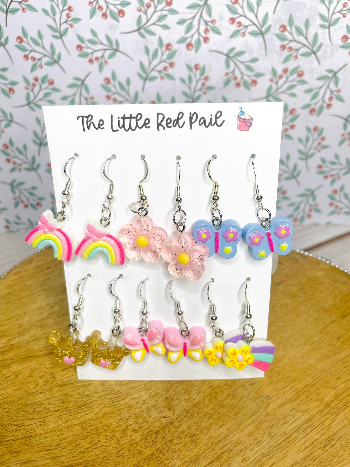 Kids earrings 6 pack rainbow earrings butterfly earrings crown earrings