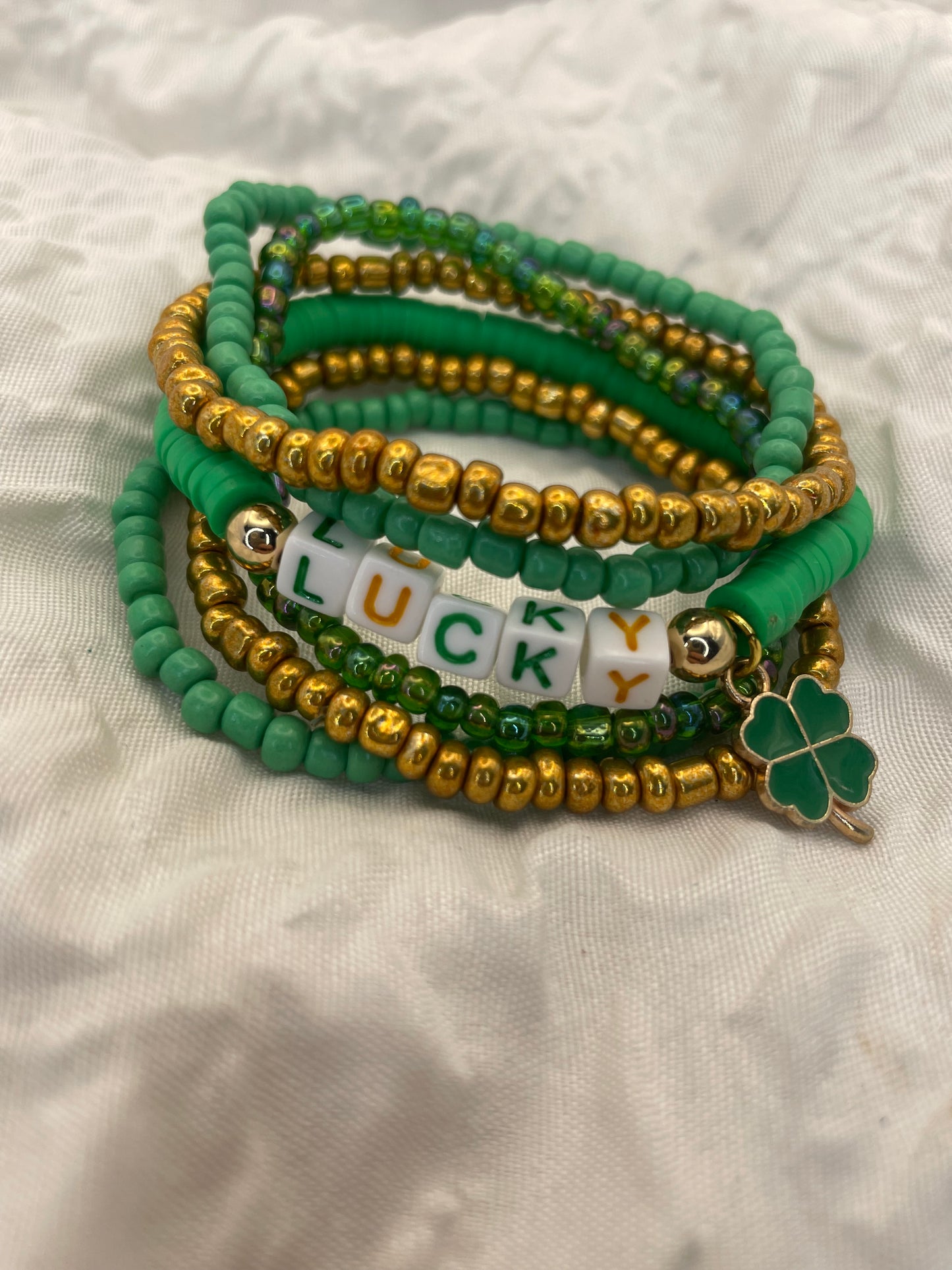 St. Patrick’s Day Bracelets green Stacked bracelet set
