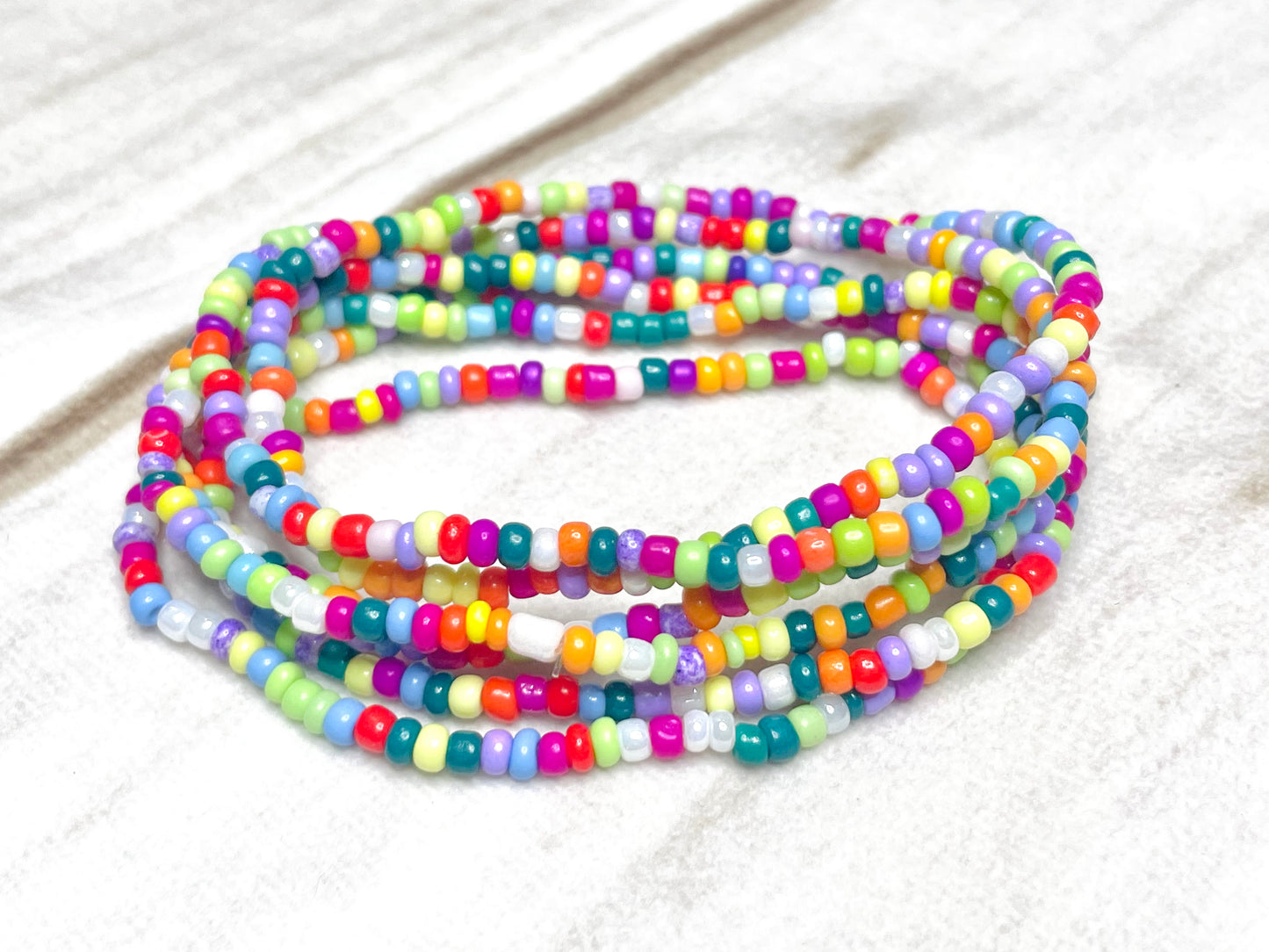 Rainbow colorful seed bead stacked bracelets