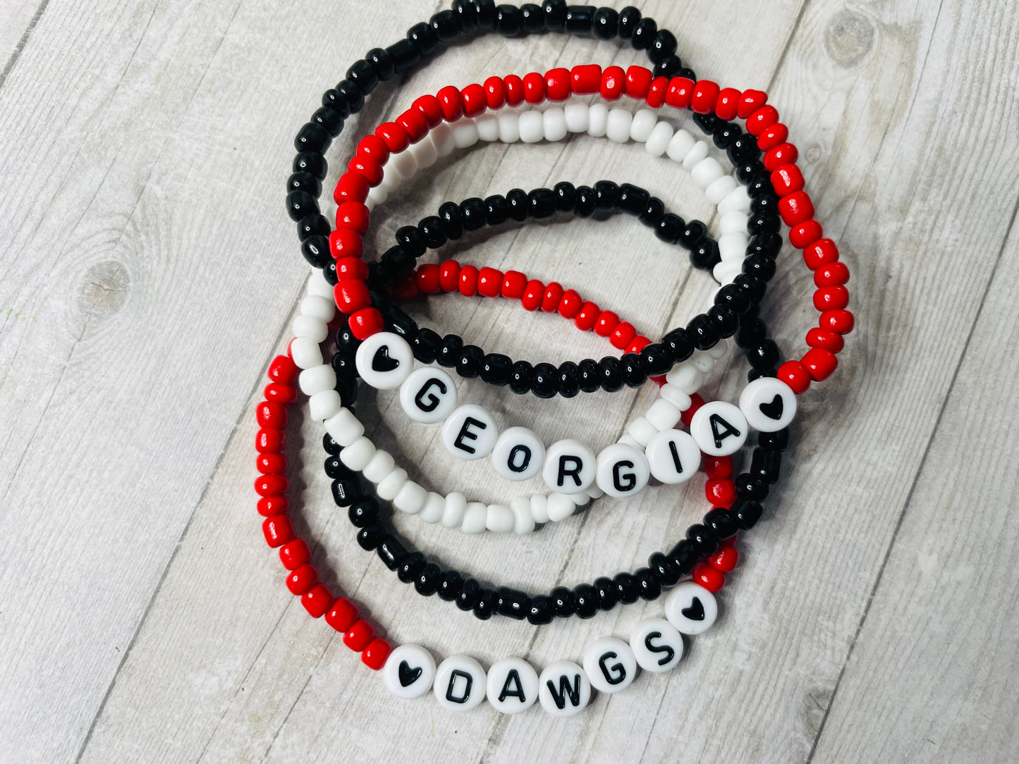 Georgia Bulldogs bracelets, Georgia bracelet set, Dawgs gift set