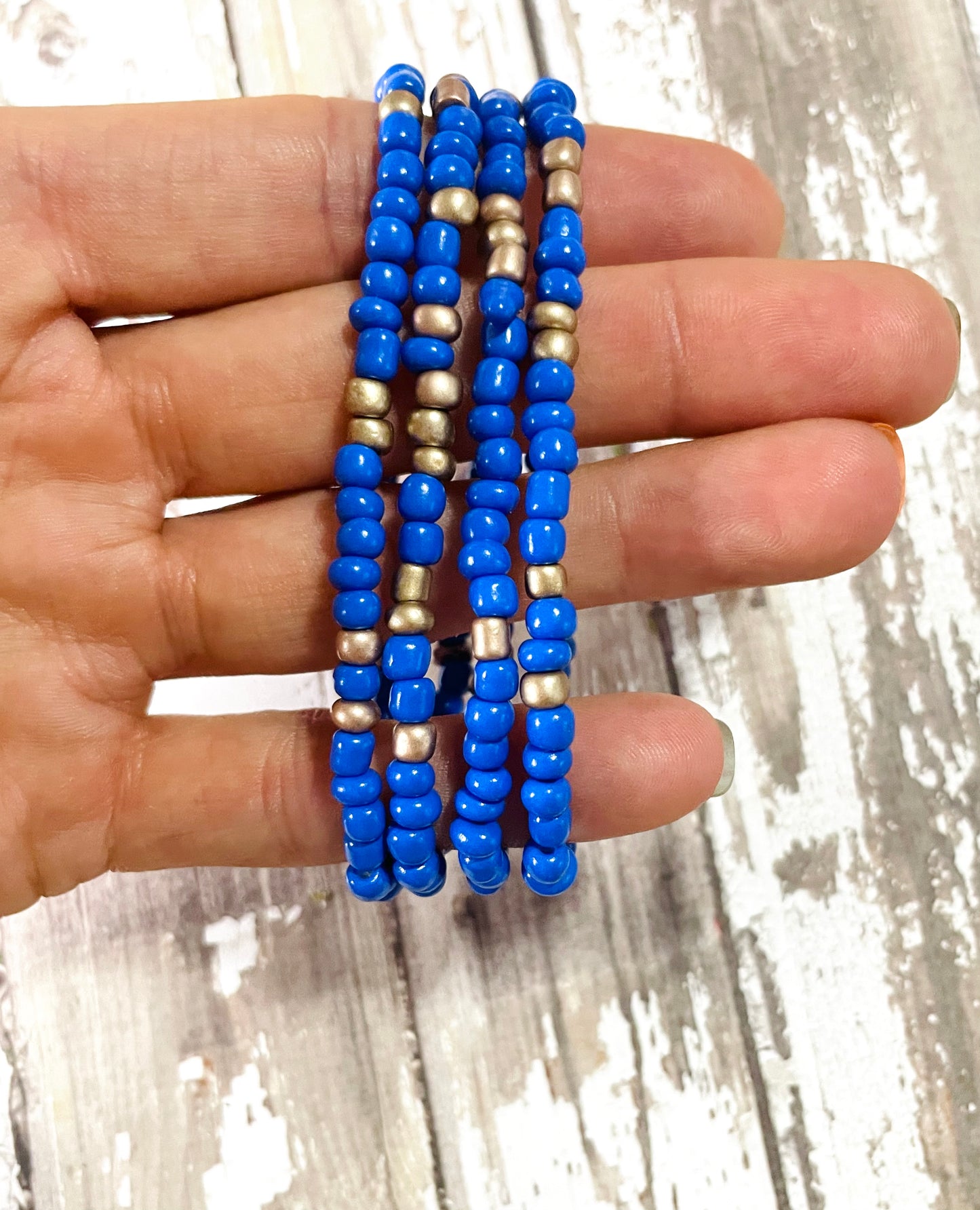 Blue shades bracelet stack