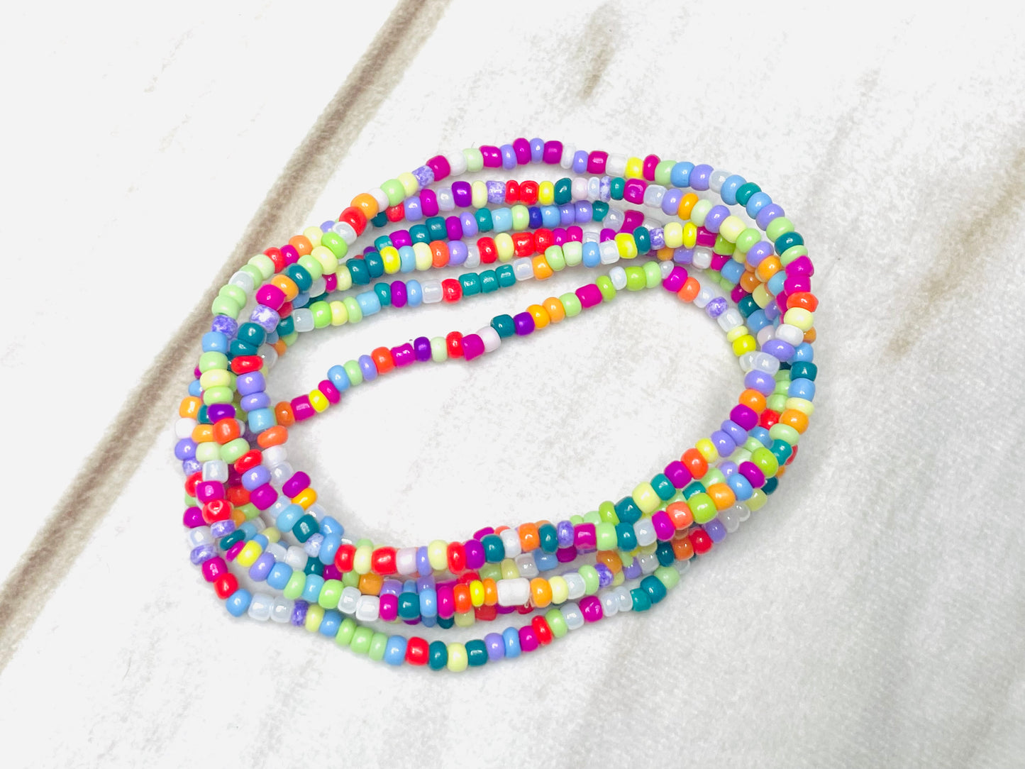 Rainbow colorful seed bead stacked bracelets
