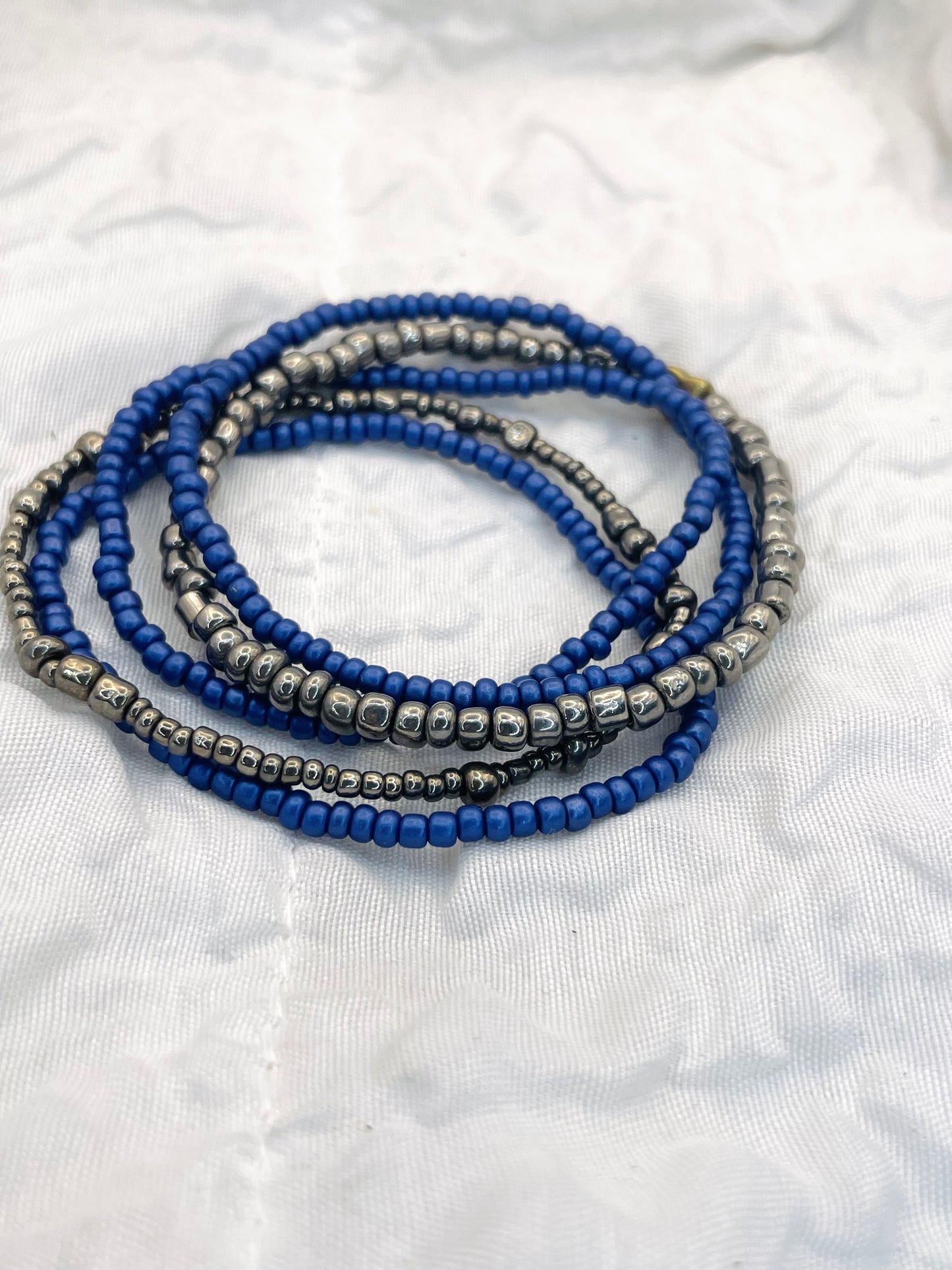 Blue and silver bracelets gunmetal and blue bracelet stack everyday bracelets