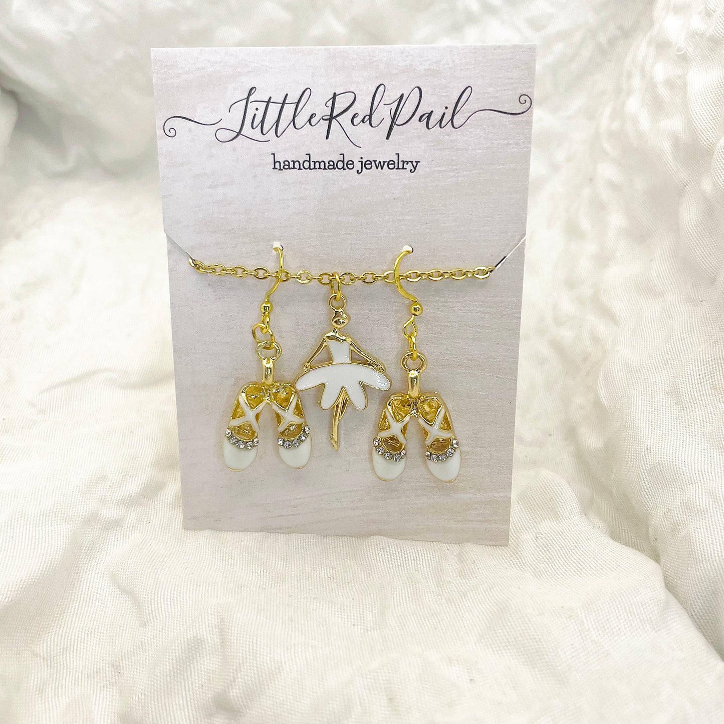Ballerina earrings, ballerina necklace, ballerina earring and necklace set, ballet gift, recital gift