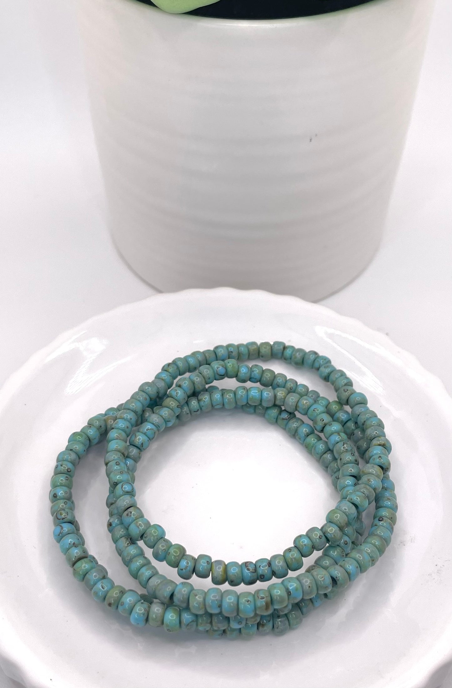 Turquoise Picasso seed bead bracelets