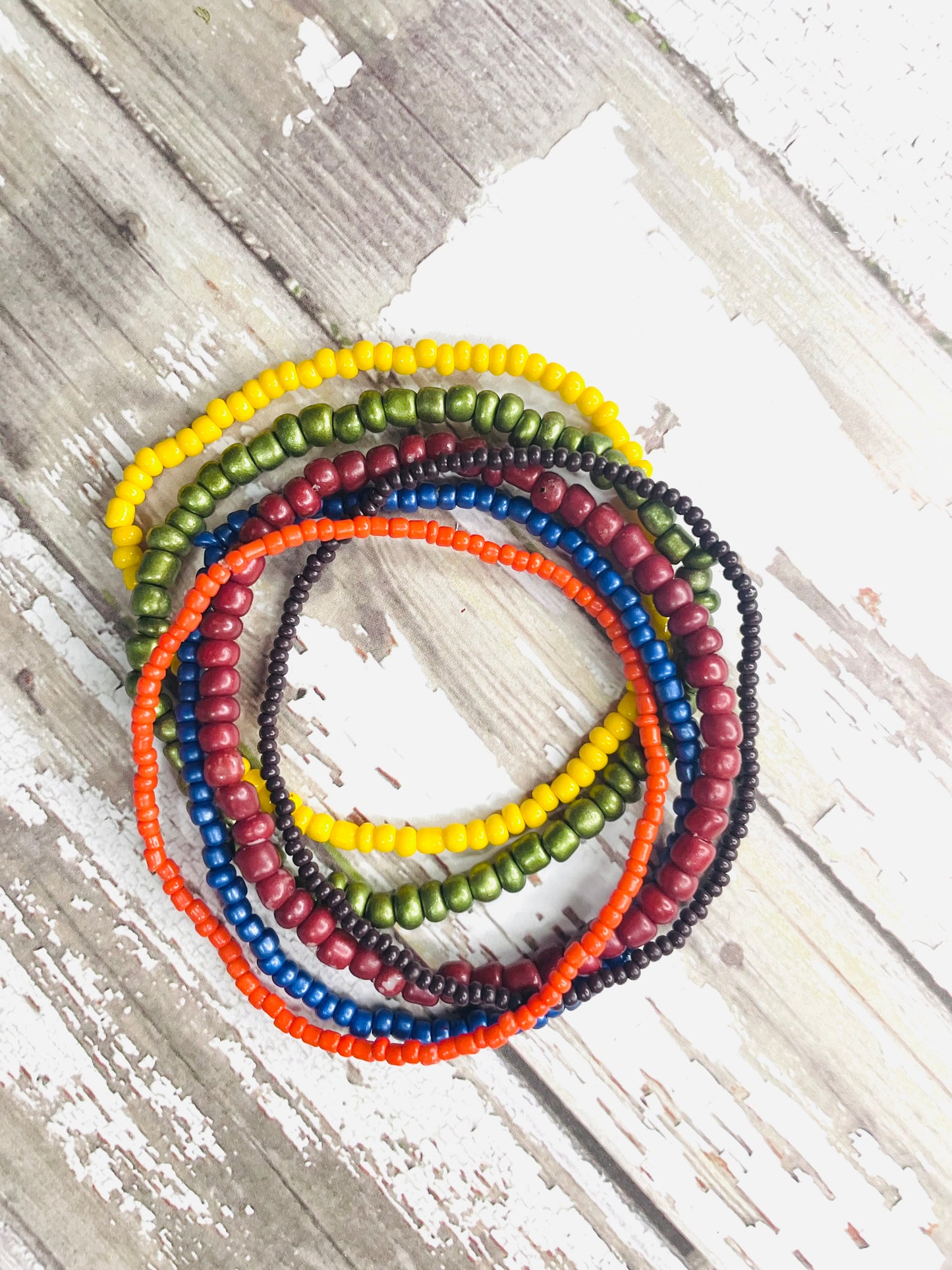 Fall color shades bracelet stack