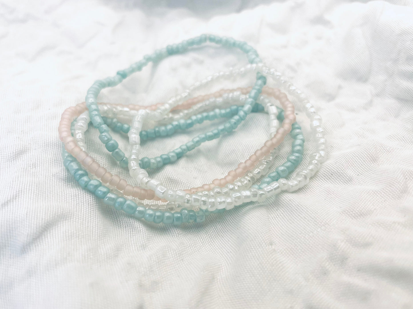 Pastel Beach bracelets, summer bracelets, pink and blue bracelets