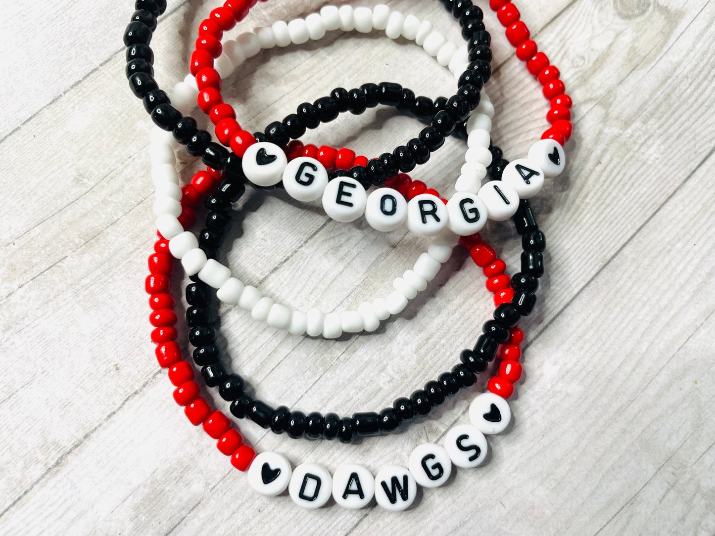 Georgia Bulldogs bracelets, Georgia bracelet set, Dawgs gift set