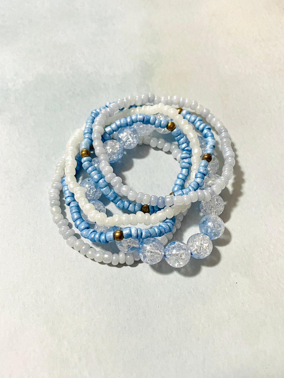 Beachy summer bracelets, blue periwinkle bracelet set, summer bracelets