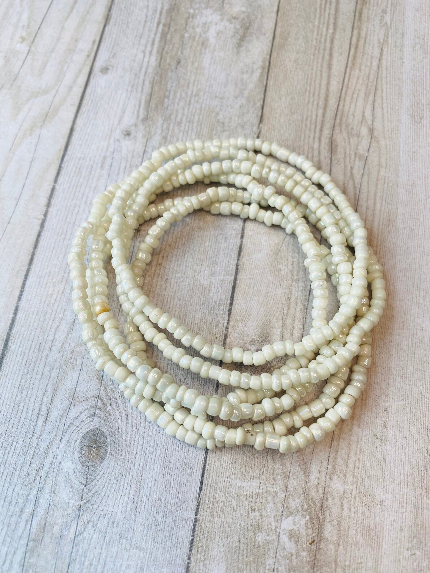 Pearl white stacked bracelets set tiny seed bead bracelets
