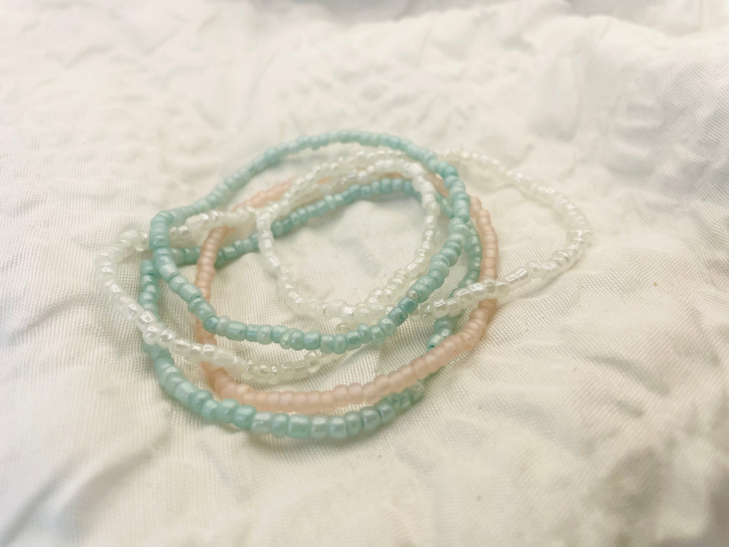 Pastel Beach bracelets, summer bracelets, pink and blue bracelets