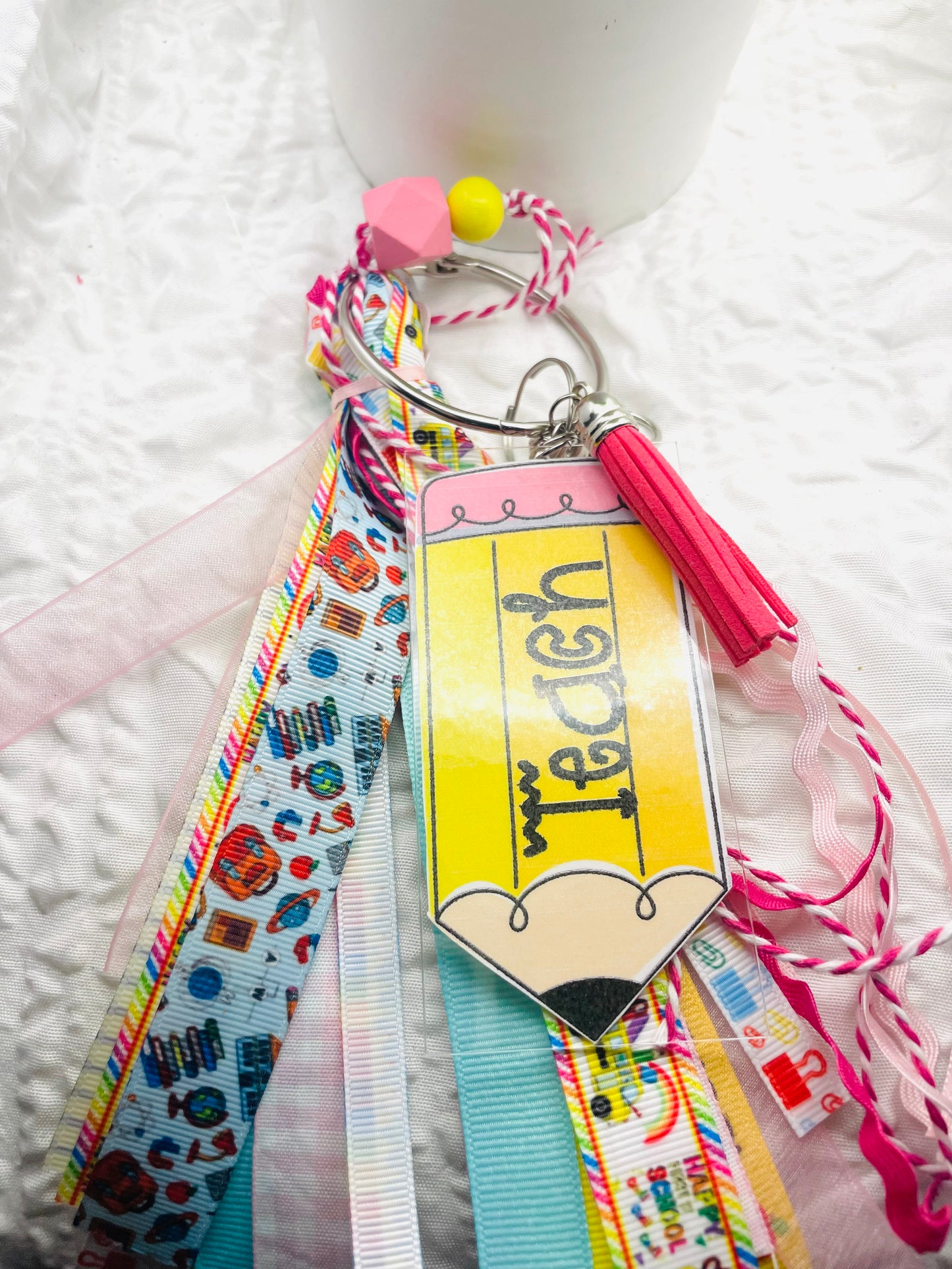 Teacher bag tag, Tassel keychain backpack tags, teacher gift