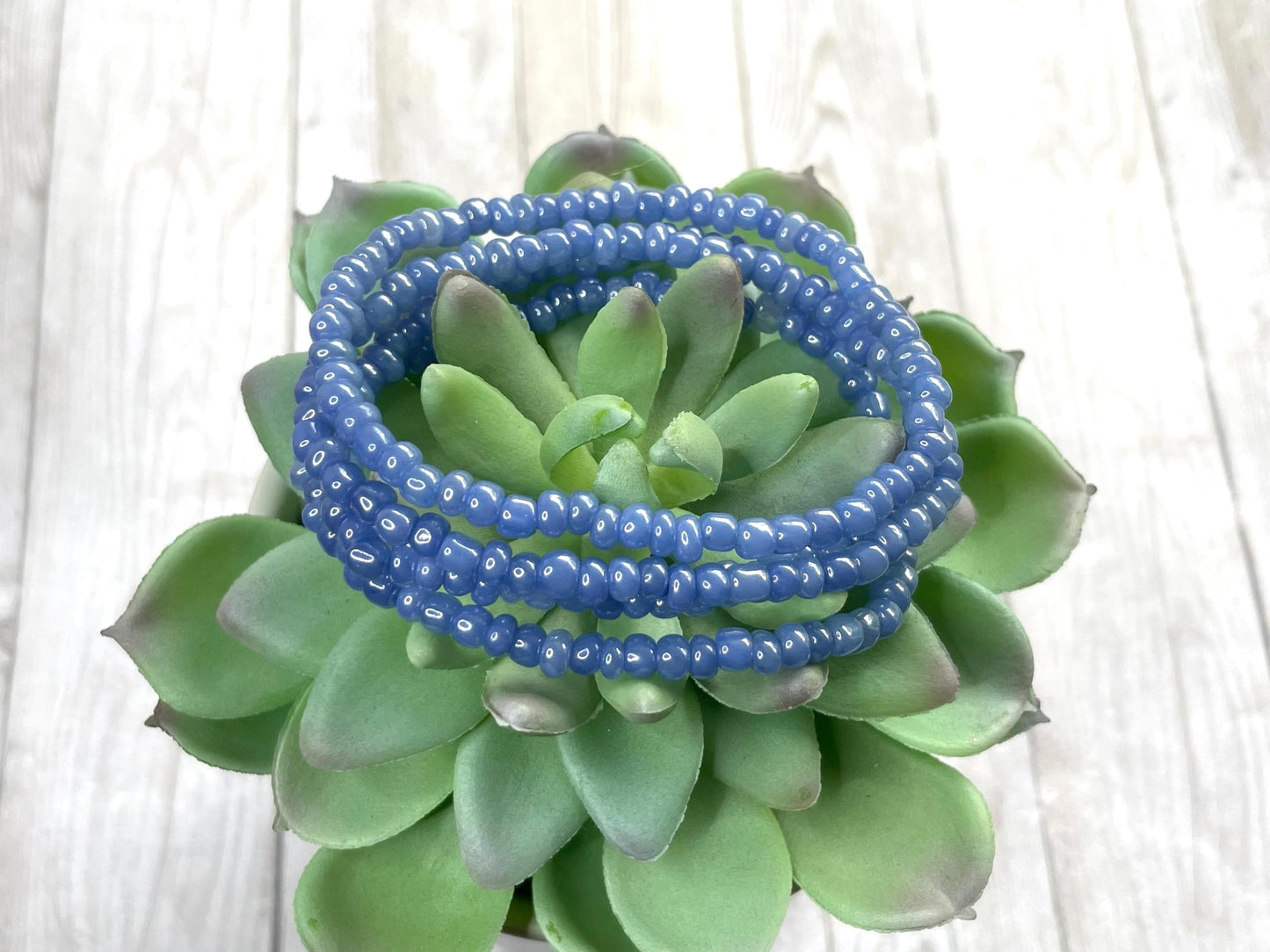 periwinkle blue shade stacked bracelets