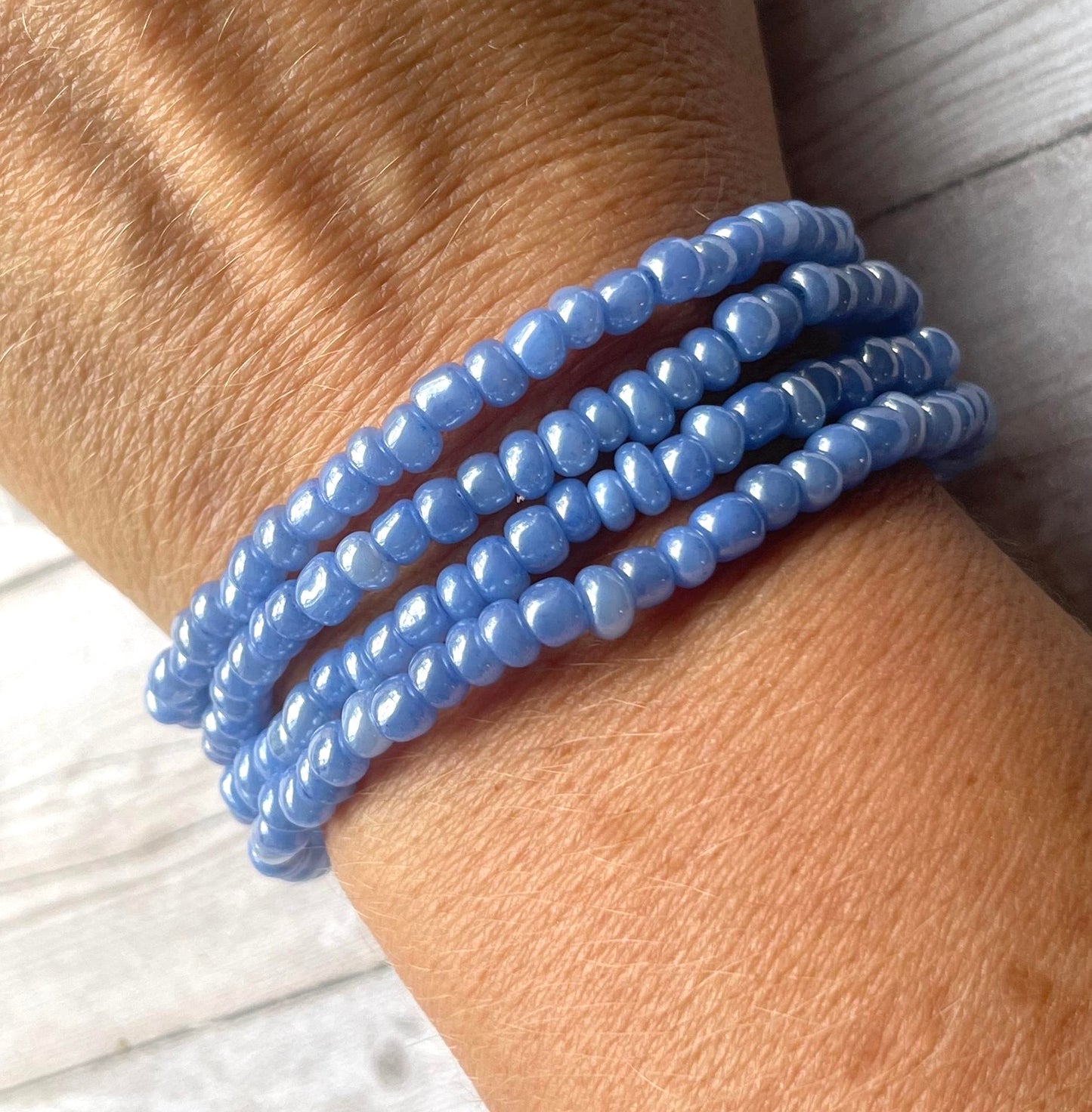periwinkle blue shade stacked bracelets