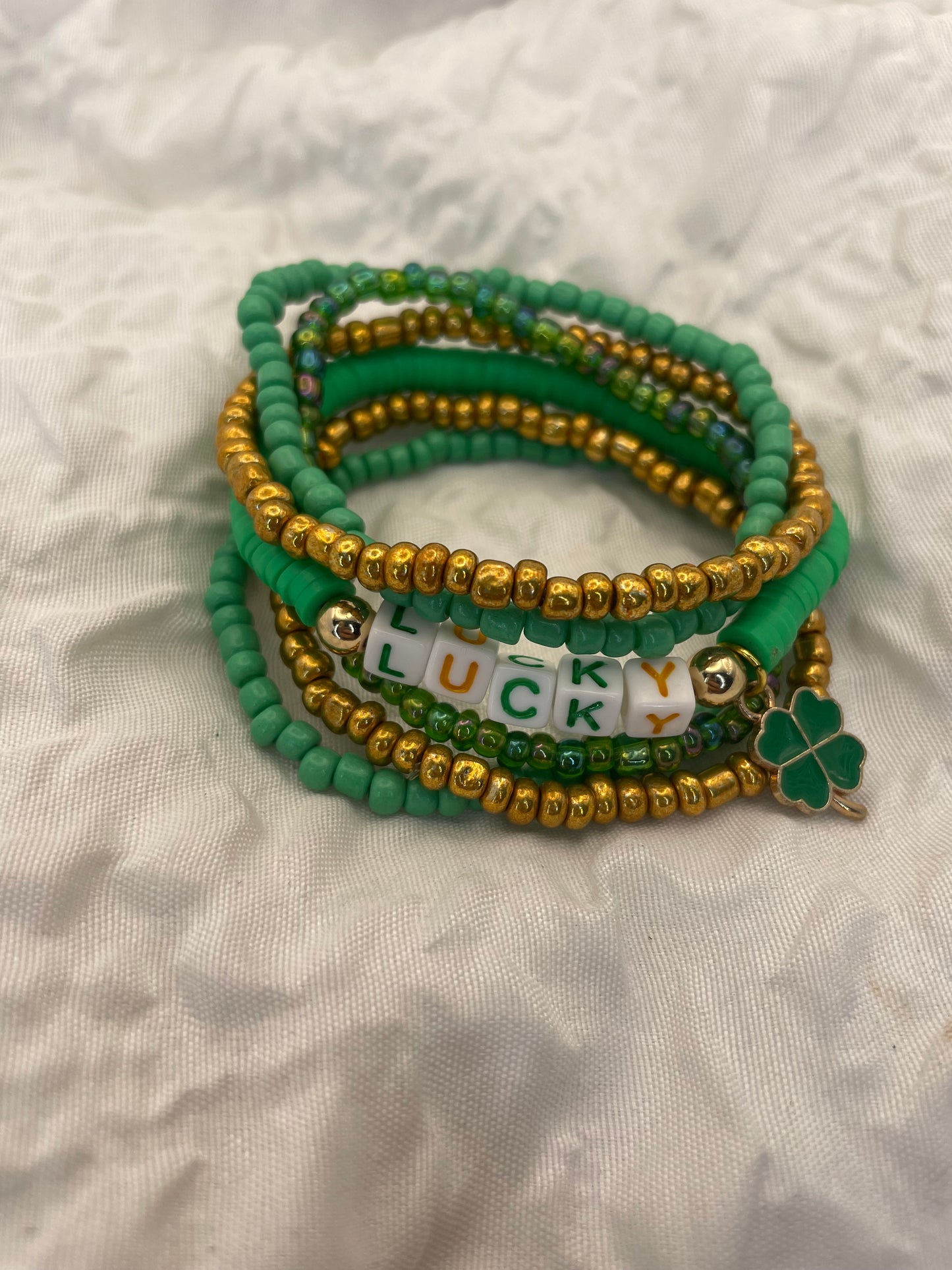 St. Patrick’s Day Bracelets green Stacked bracelet set