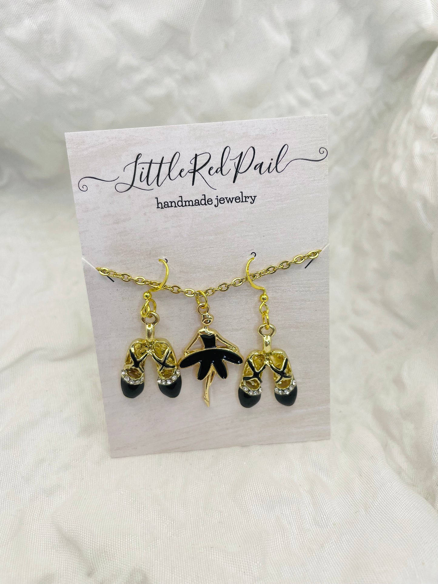 Ballerina earrings, ballerina necklace, ballerina earring and necklace set, ballet gift, recital gift