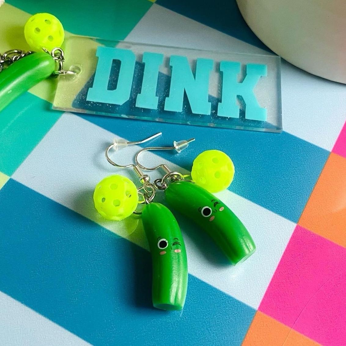Pickelball earrings, pickelball enthusiast gift
