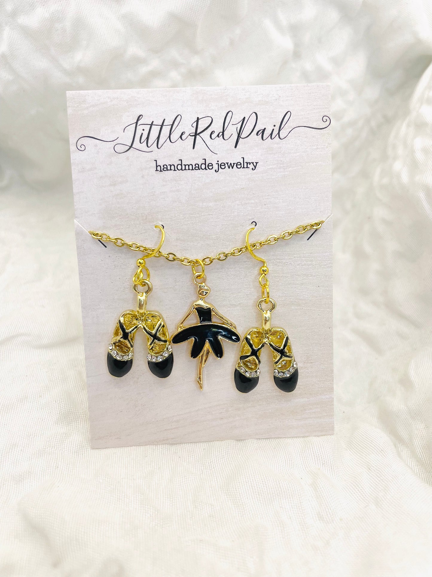 Ballerina earrings, ballerina necklace, ballerina earring and necklace set, ballet gift, recital gift