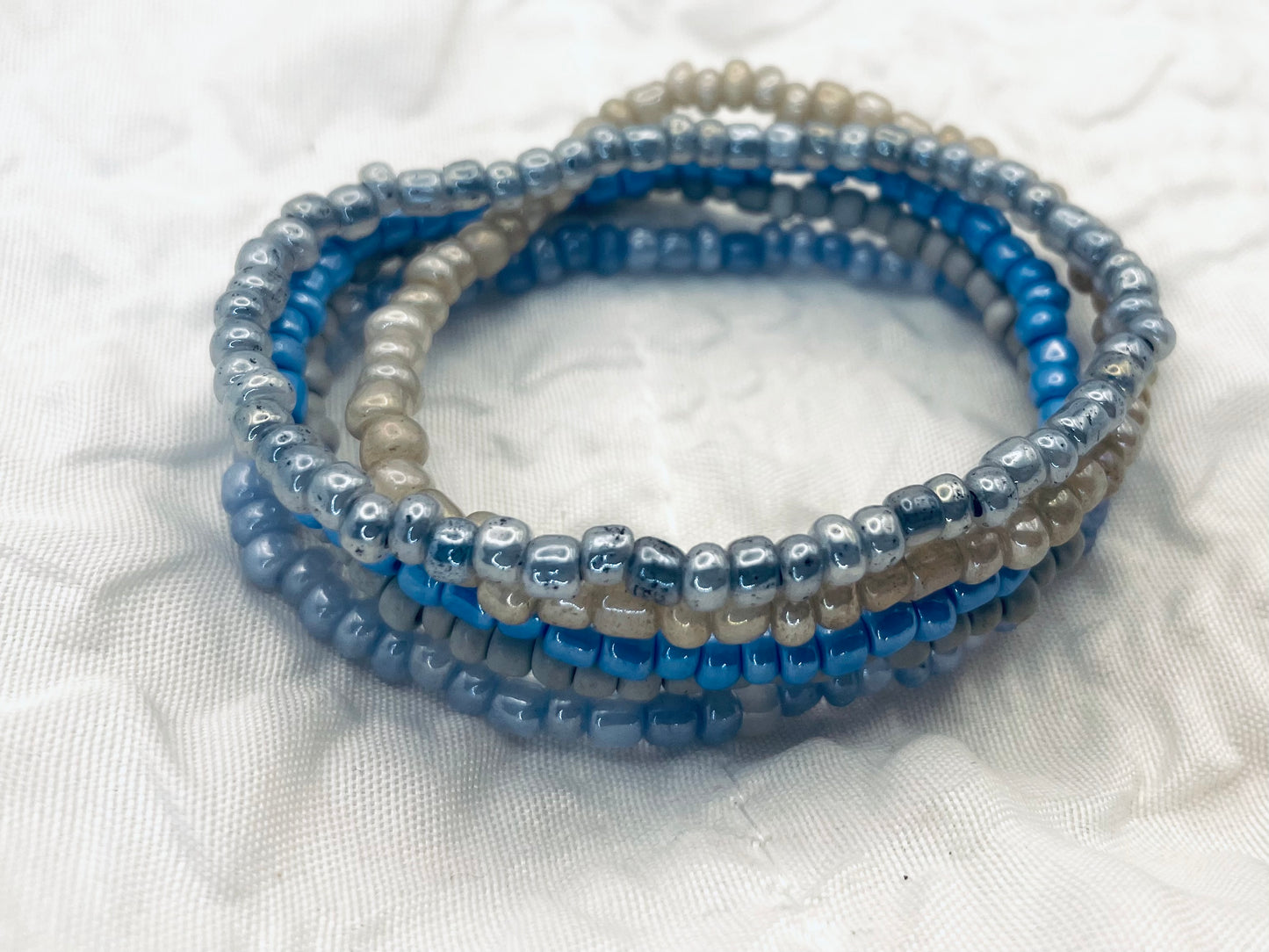 Stacked bracelet set, gray-blue bracelet stack
