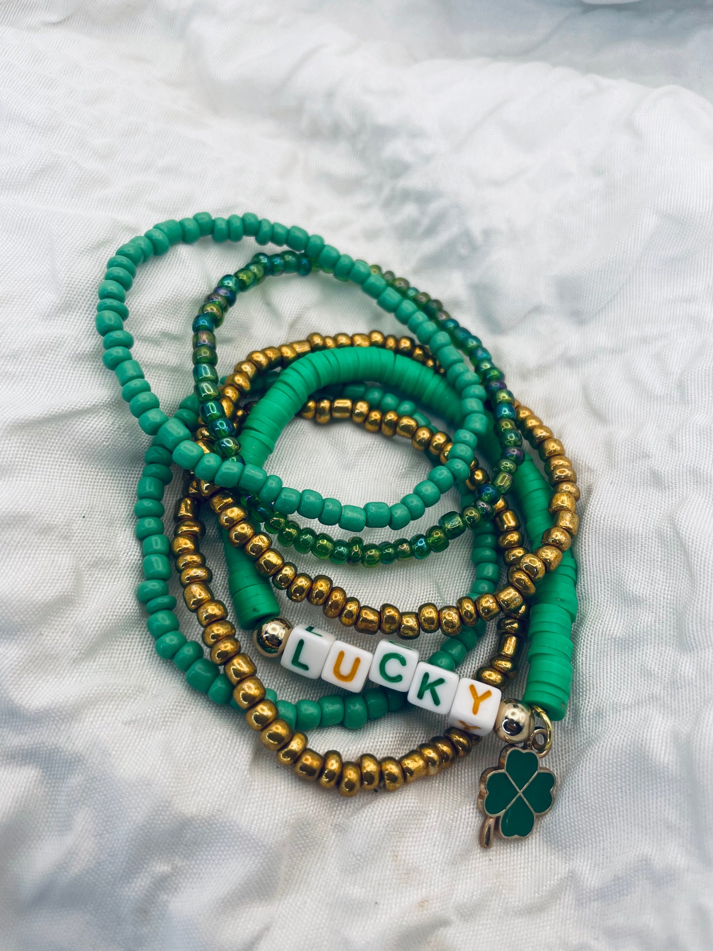 St. Patrick’s Day Bracelets green Stacked bracelet set