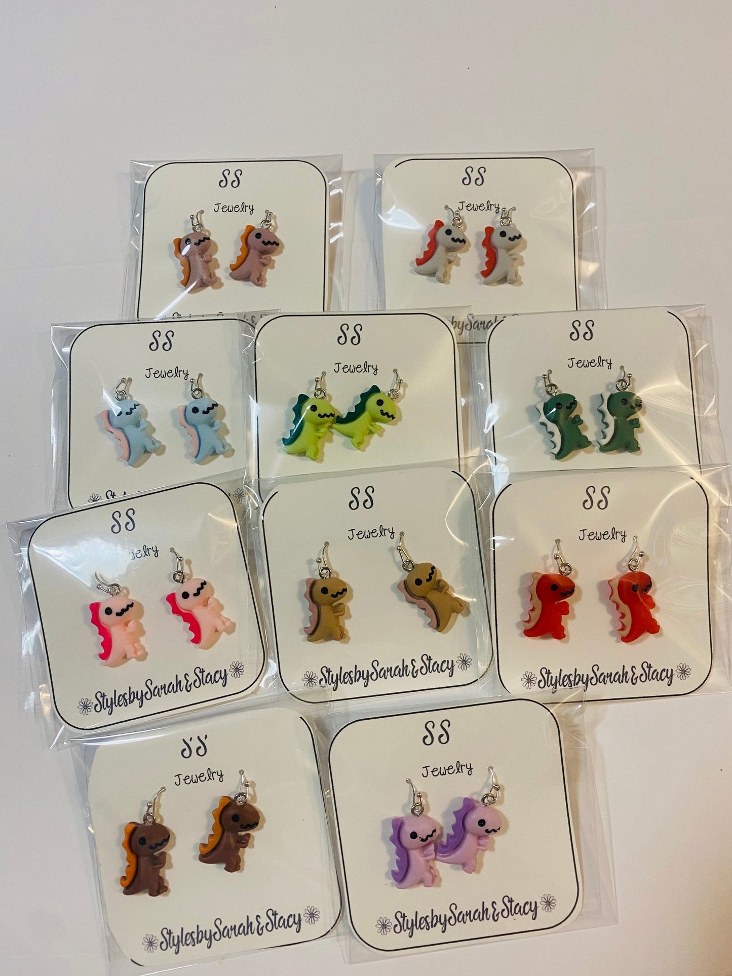 Dinosaur earrings with hypoallergenic findings
