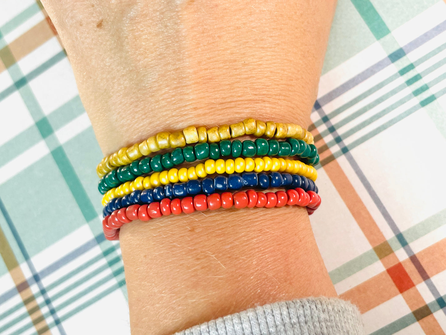 Holiday bracelets fall bracelets trendy bracelets green, gold, mustard bracelets