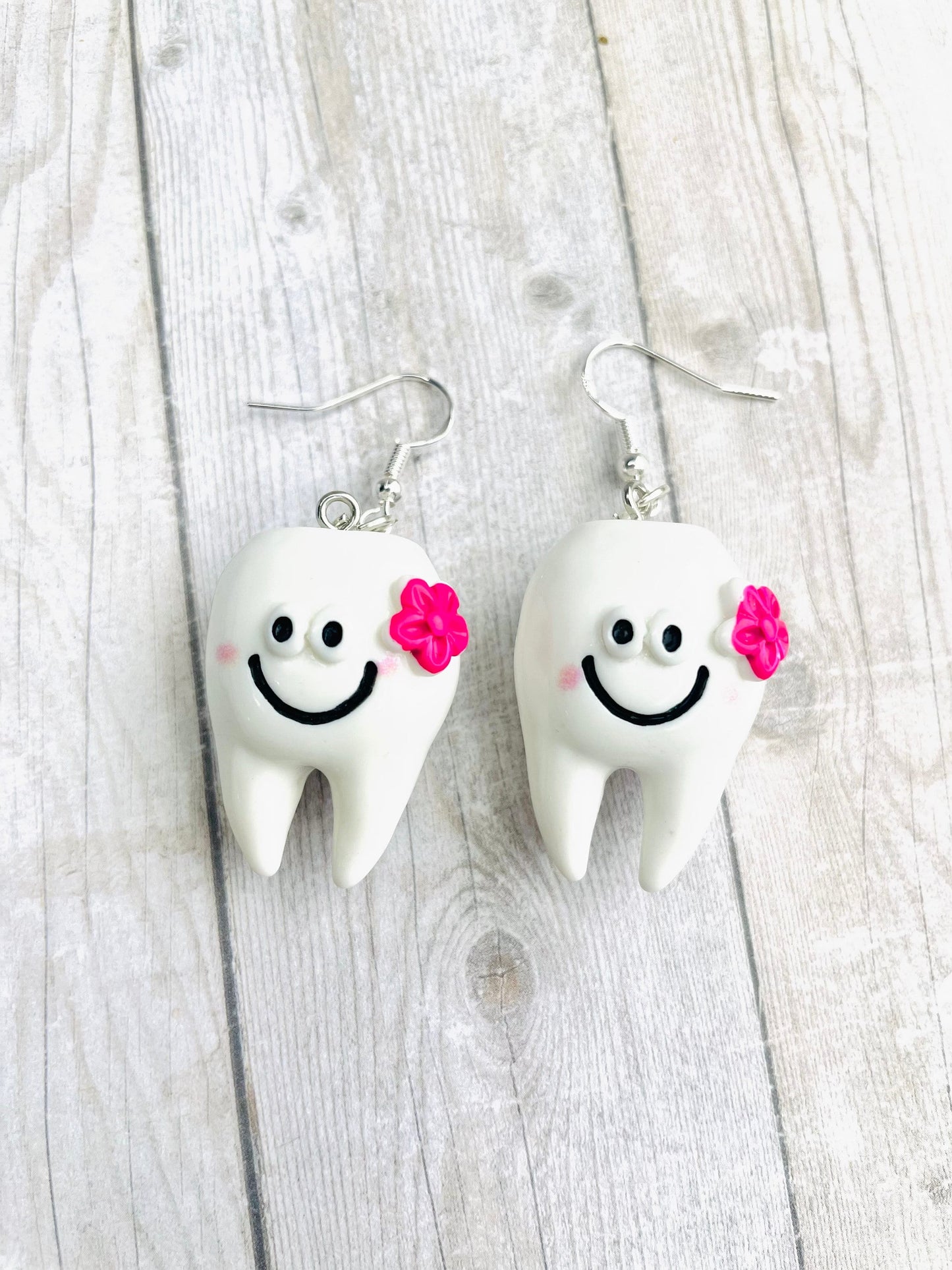 Tooth earrings, tooth fairy earrings novelty tooth earrings dentist earrings dental hygienist earrings, necklace or keychain