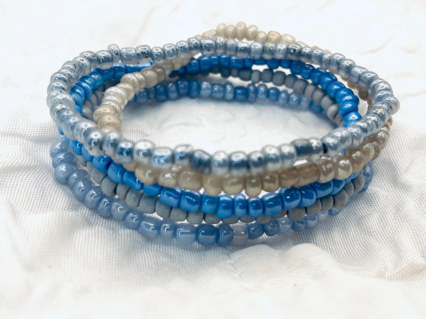 Stacked bracelet set, gray-blue bracelet stack