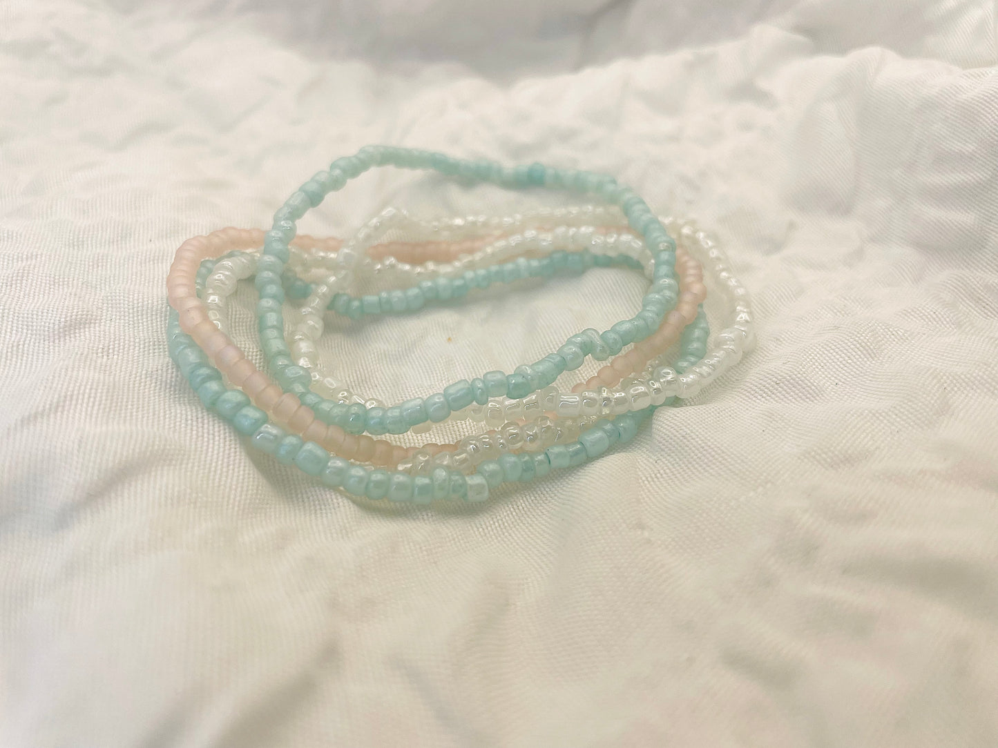 Pastel Beach bracelets, summer bracelets, pink and blue bracelets
