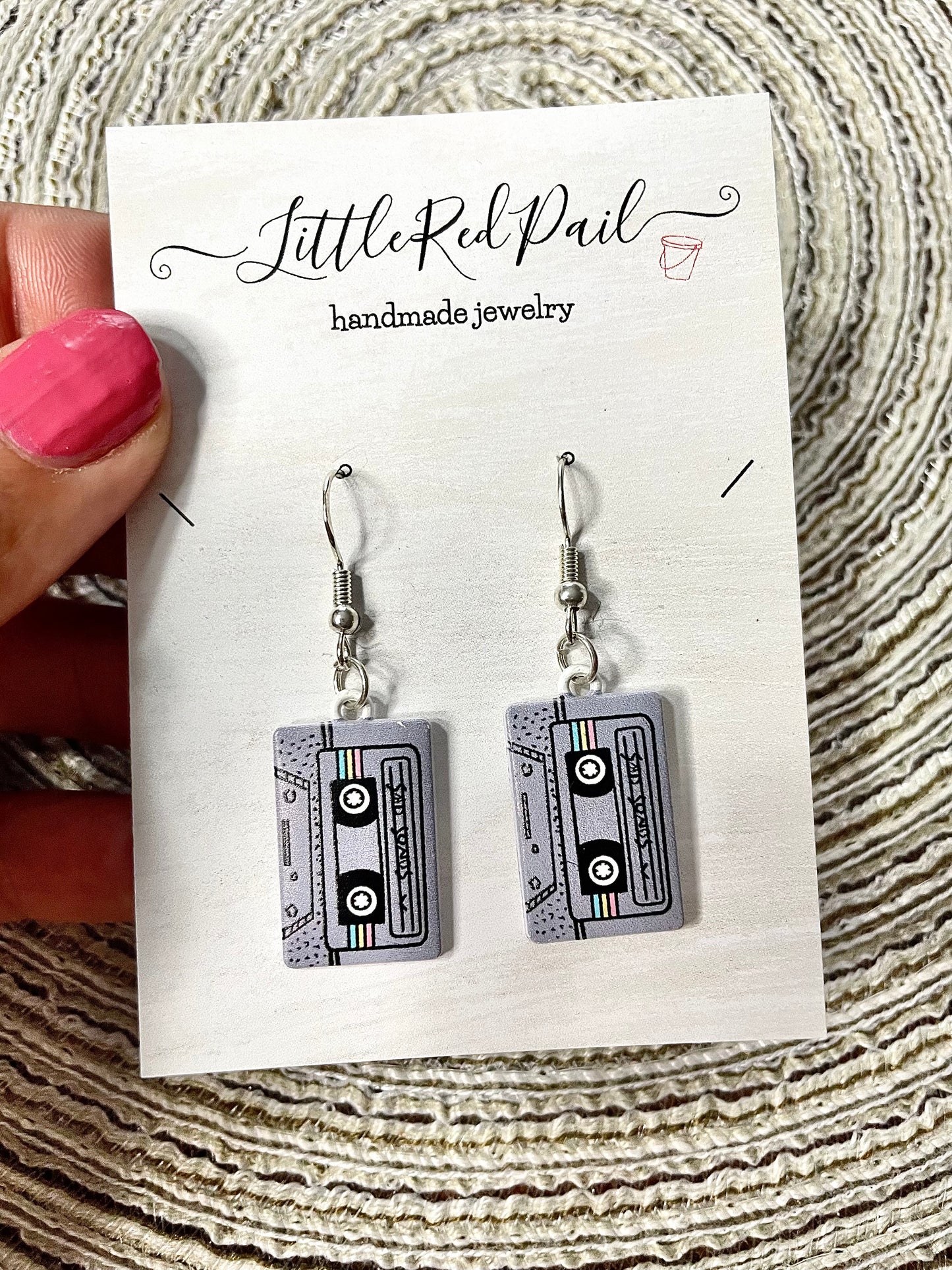 Novelty earrings, cassette tape earrings, 80s, 90s earrings