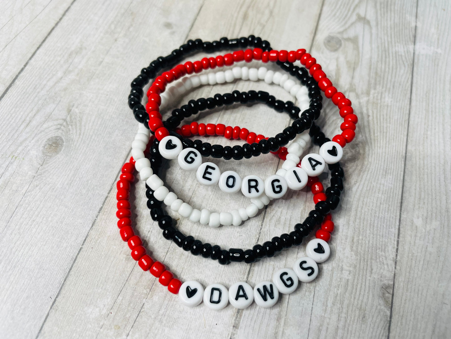 Georgia Bulldogs bracelets, Georgia bracelet set, Dawgs gift set