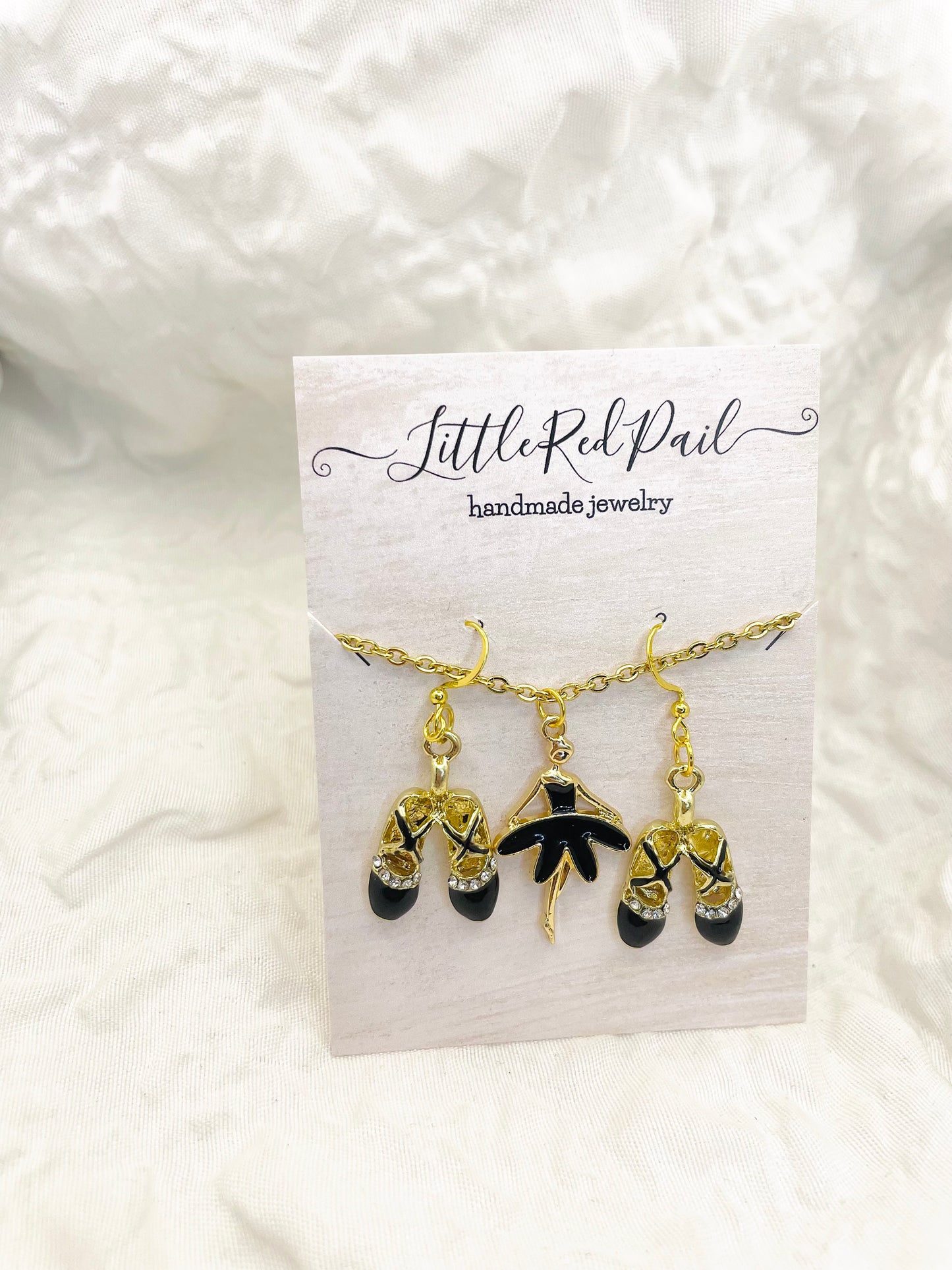 Ballerina earrings, ballerina necklace, ballerina earring and necklace set, ballet gift, recital gift