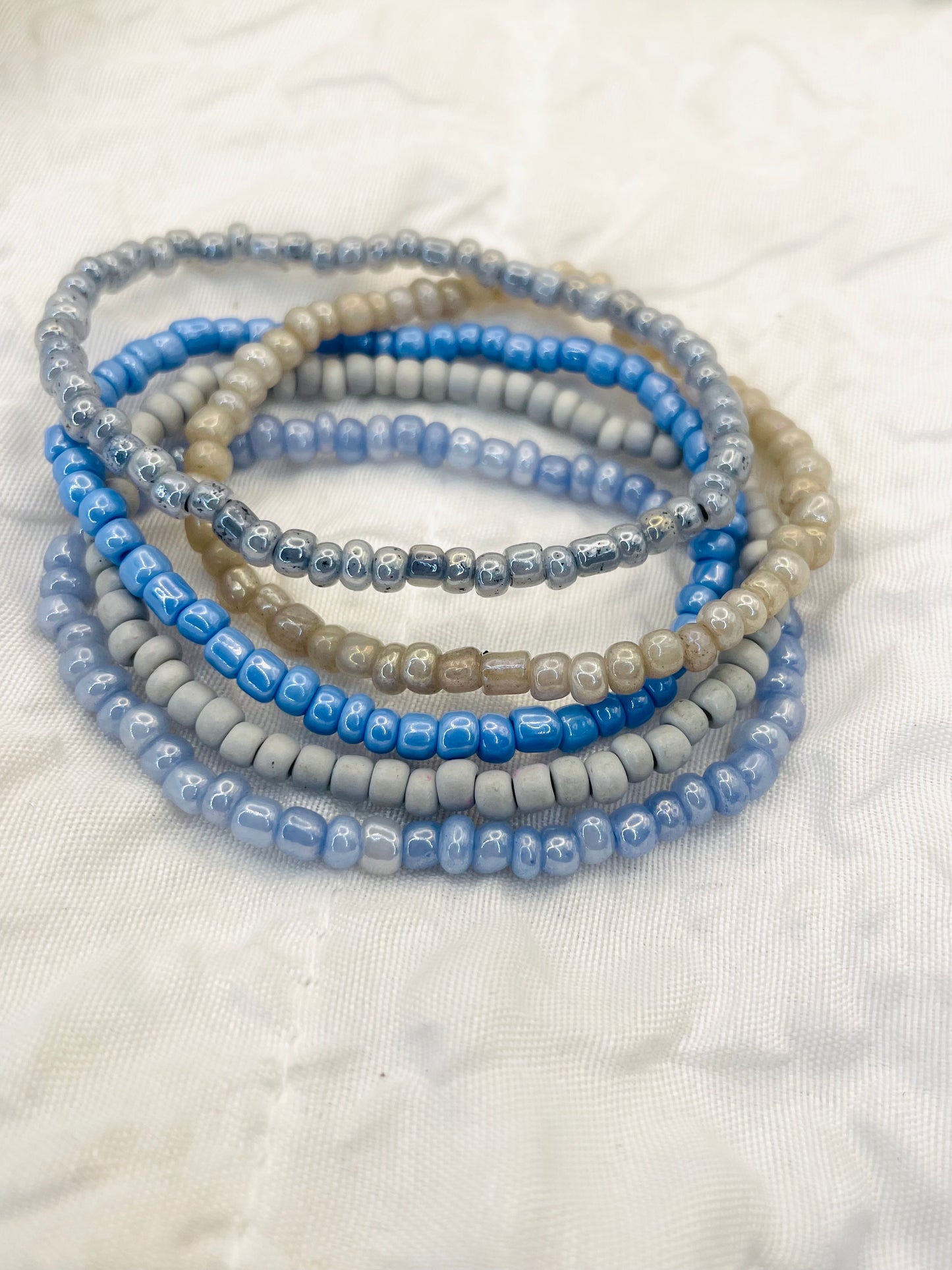 Stacked bracelet set, gray-blue bracelet stack