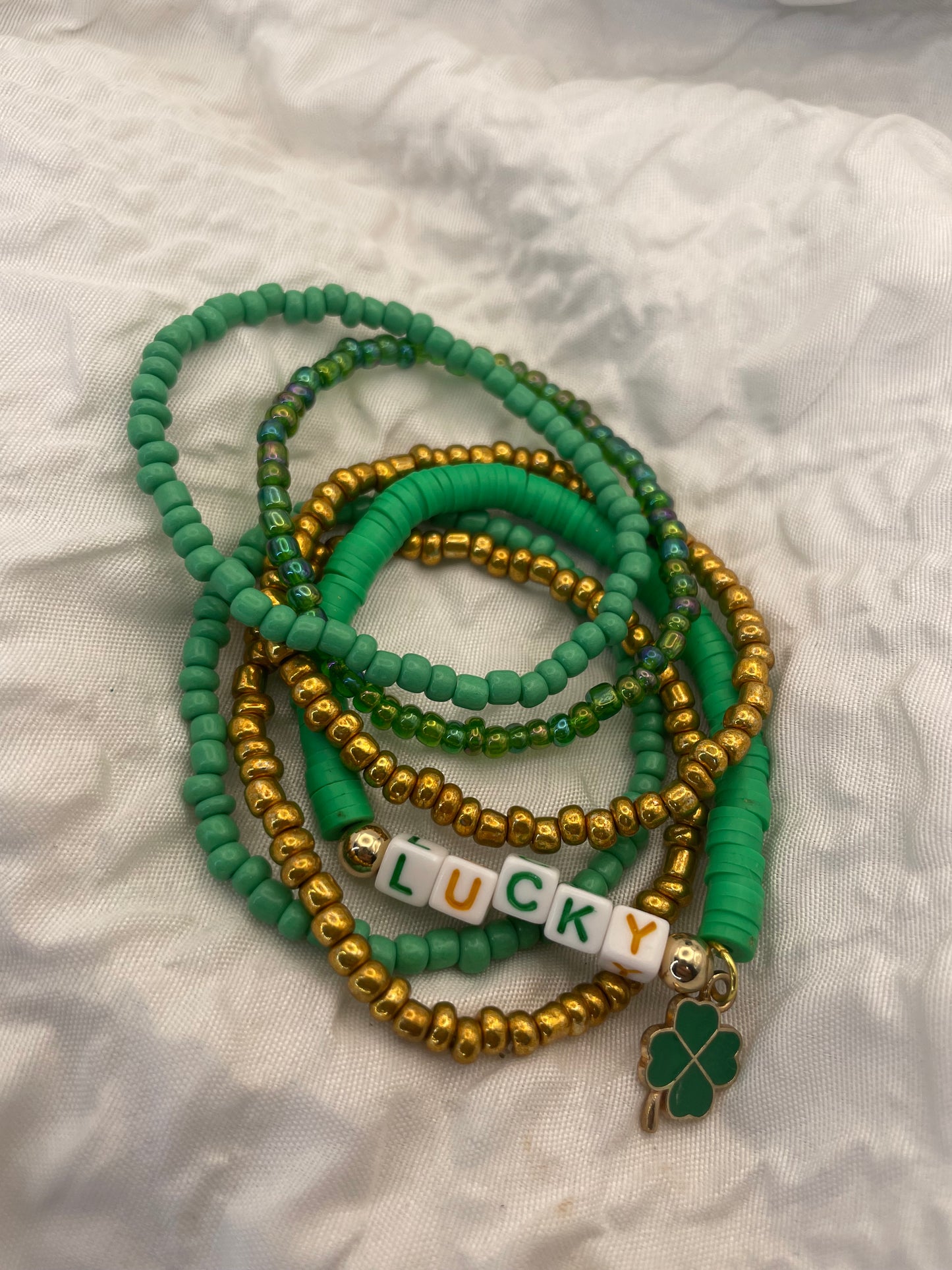 St. Patrick’s Day Bracelets green Stacked bracelet set