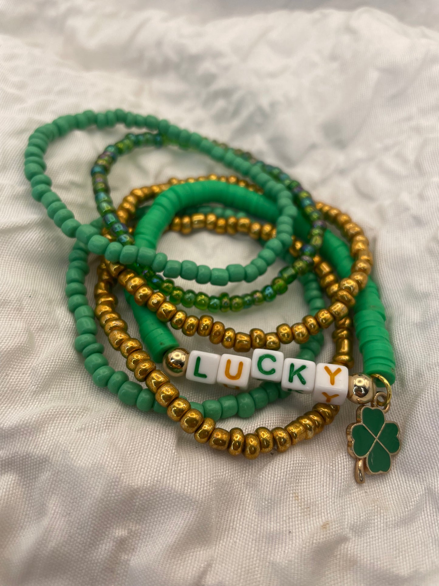 St. Patrick’s Day Bracelets green Stacked bracelet set
