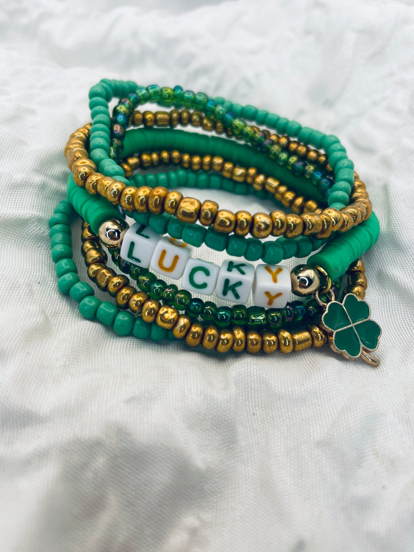 St. Patrick’s Day Bracelets green Stacked bracelet set