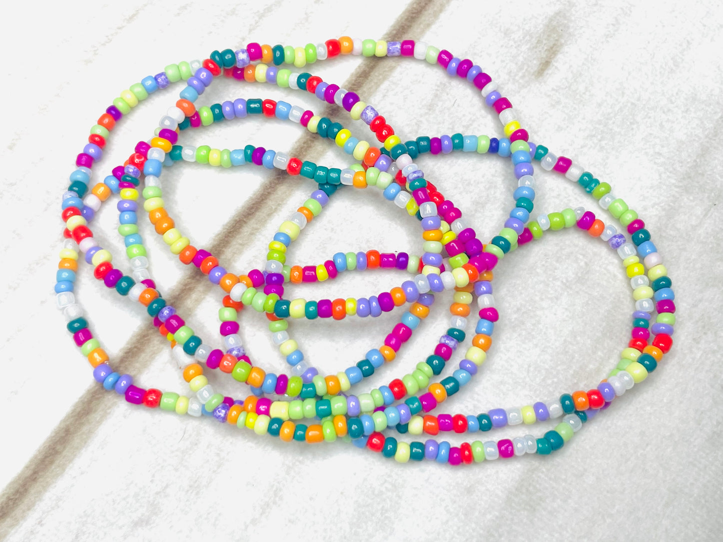Rainbow colorful seed bead stacked bracelets