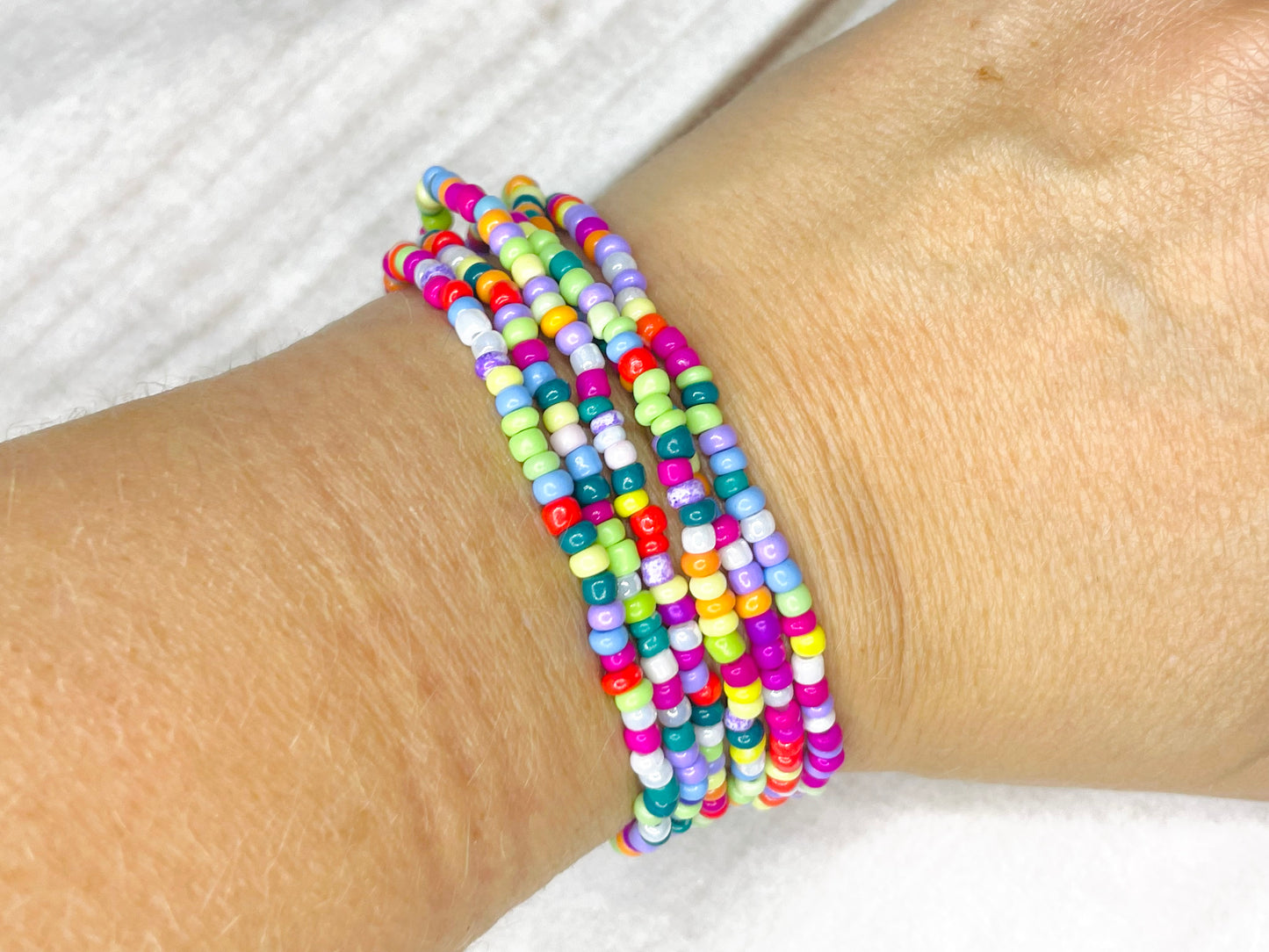 Rainbow colorful seed bead stacked bracelets