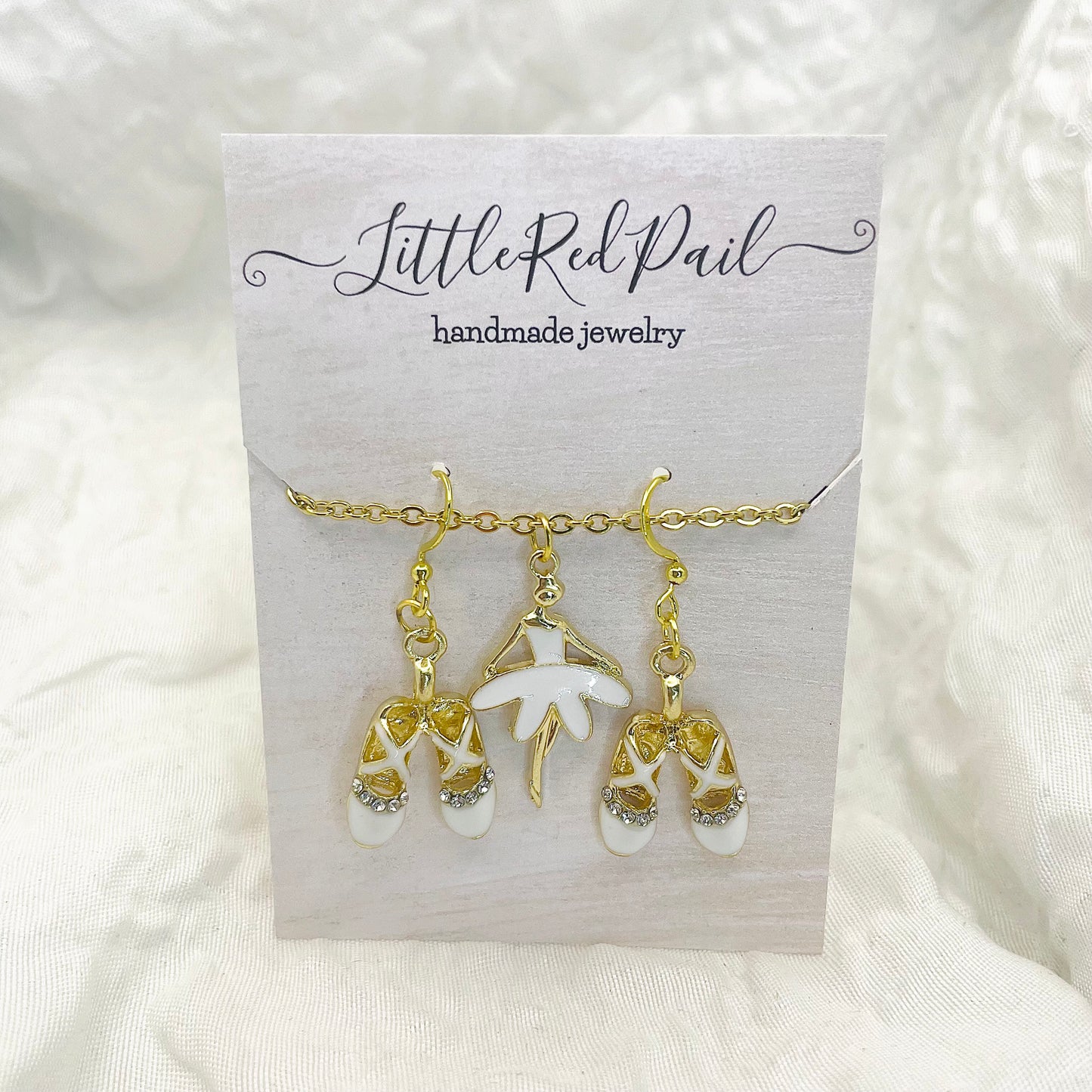 Ballerina earrings, ballerina necklace, ballerina earring and necklace set, ballet gift, recital gift